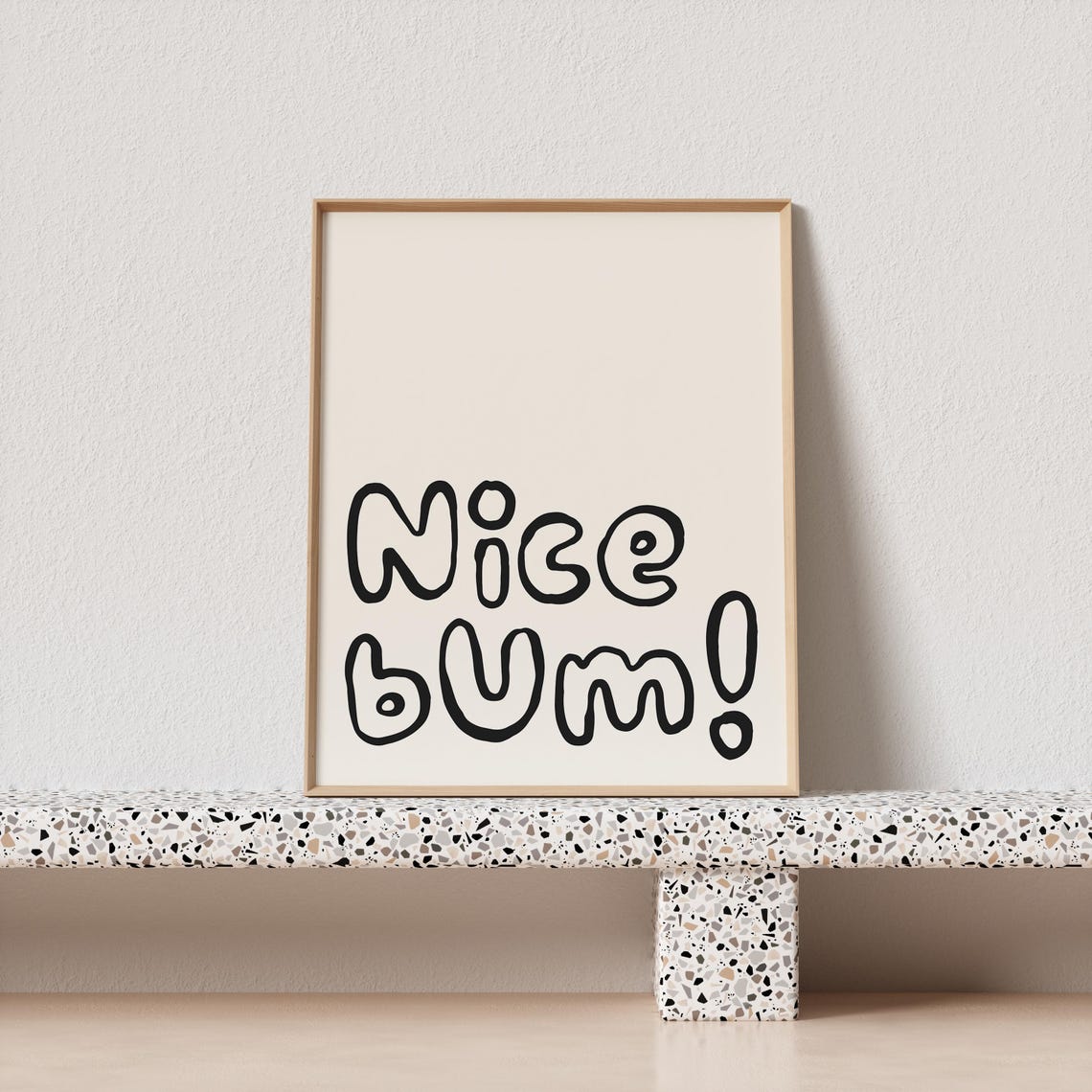 Nice Bum Bubble Letters Square Typography Art Print Cheeky Playful Fun - Image 4
