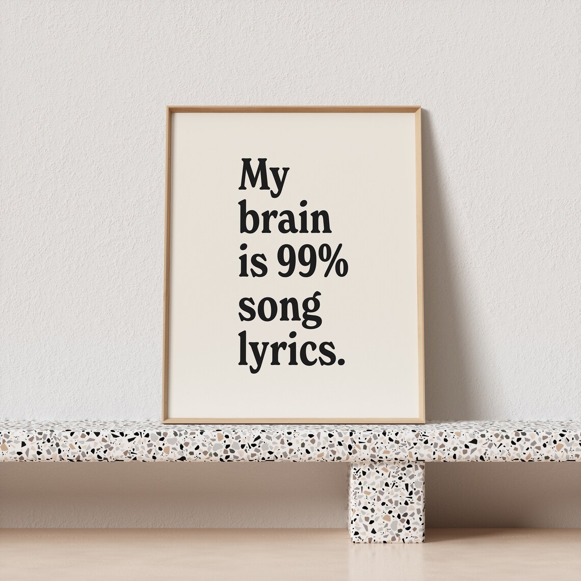 My Brain Is 99 Song Lyrics Retro Typography Art Print - Image 3