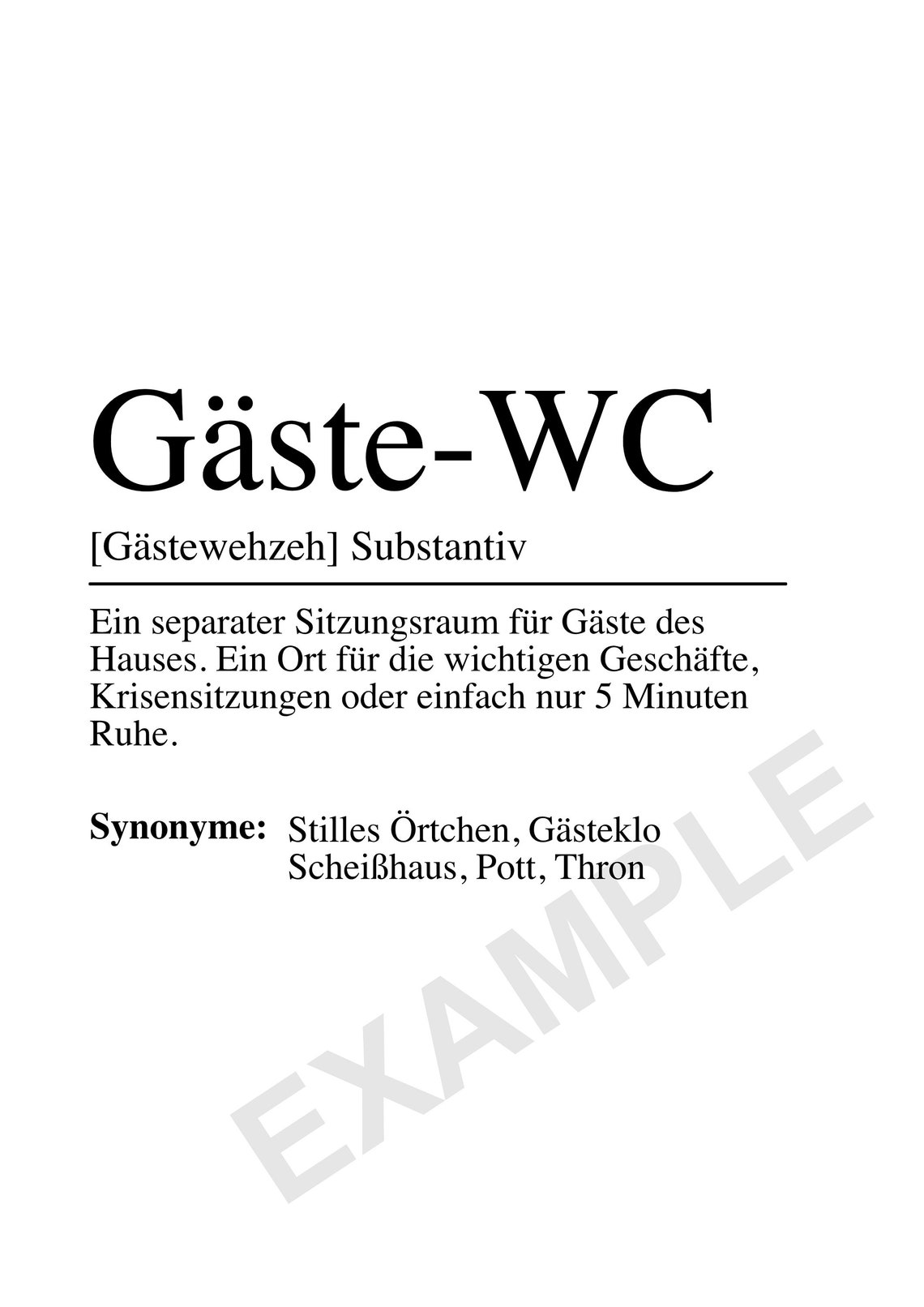Gäste-WC German Guest Bathroom Dictionary Definition Humor Poster - Image 2