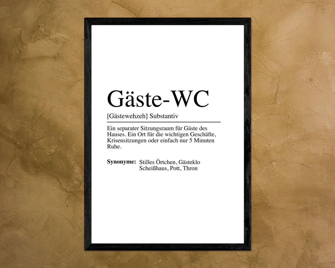 Gäste-WC German Guest Bathroom Dictionary Definition Humor Poster