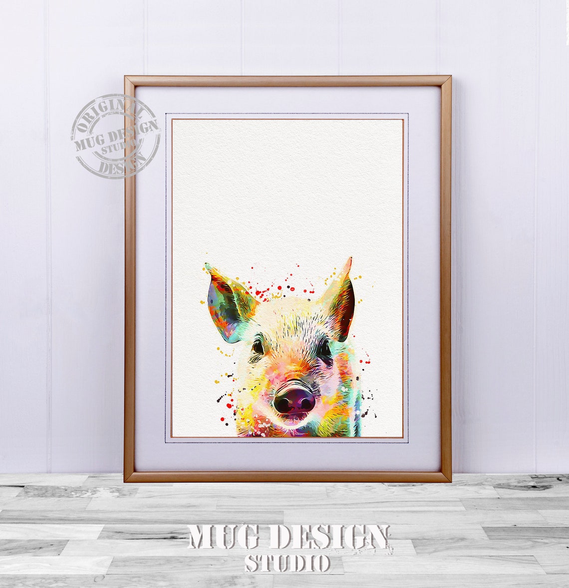 Pig Watercolor Art Print, Pig Nursery Decor - Image 2
