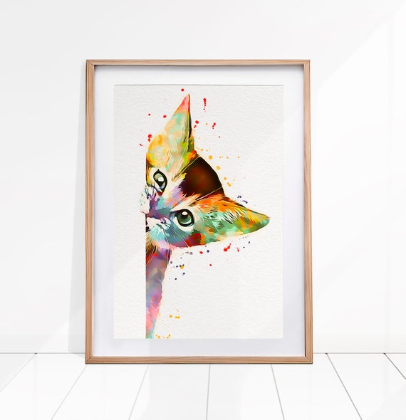 Cat Watercolor Print, Cat Nursery Decor