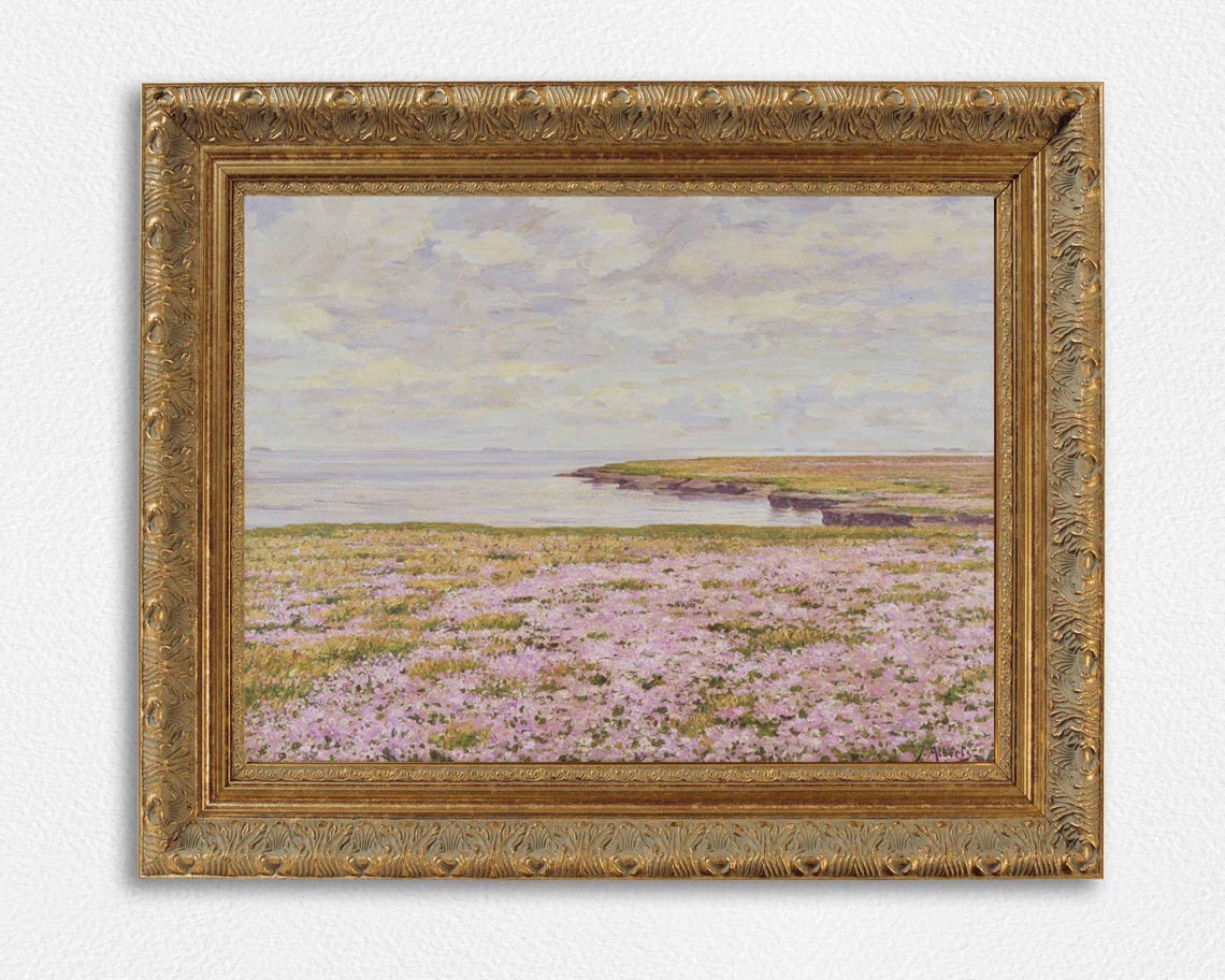 Vintage Seascape Floral Painting, Impressionist Coastal Art - Image 4