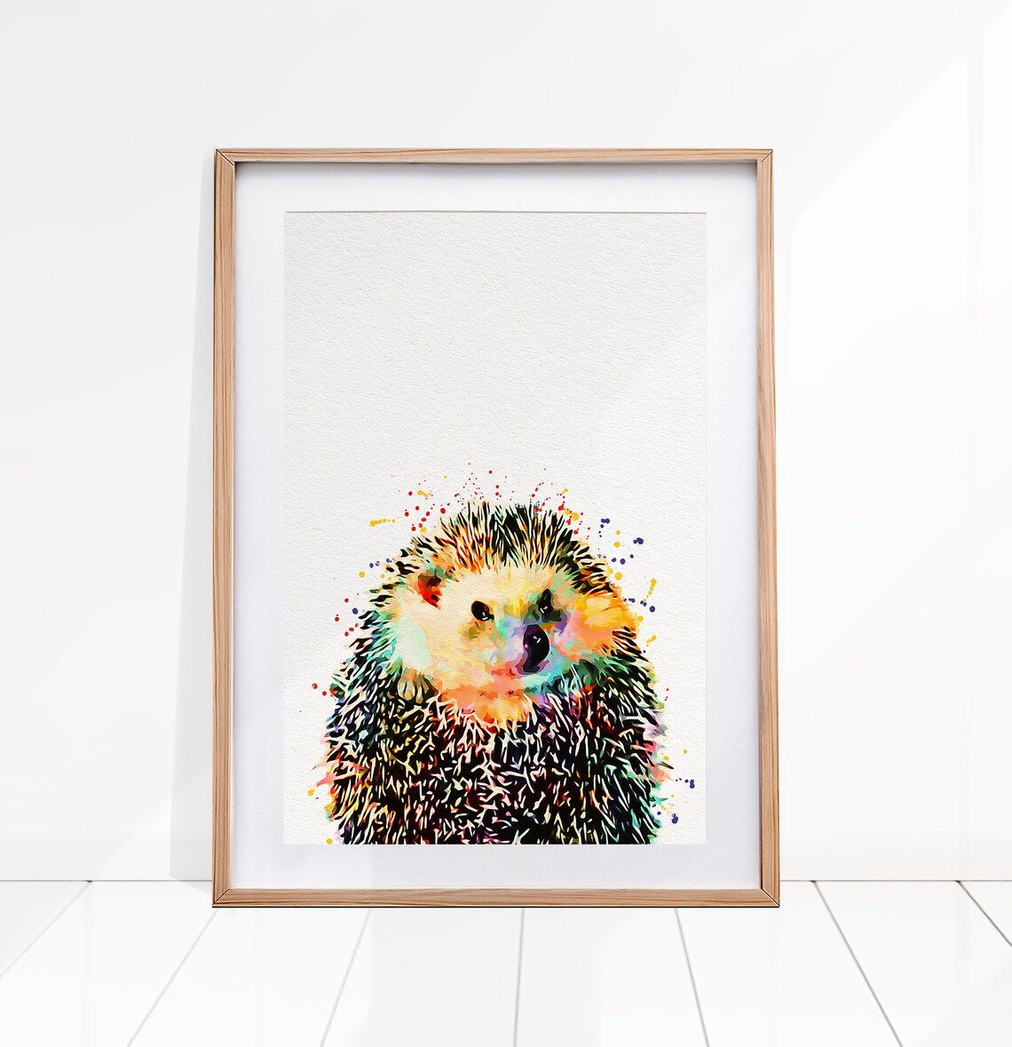 Hedgehog Watercolor Painting, Forest Animals Art