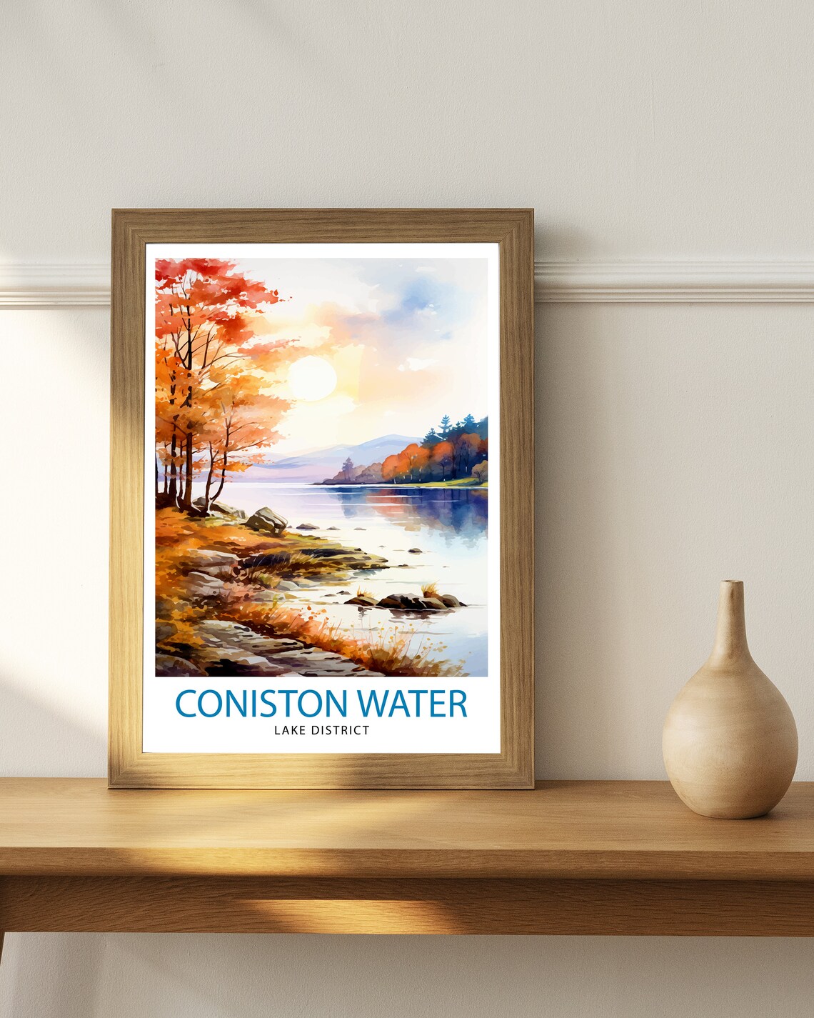 Coniston Water Lake District Vintage Travel Poster - Image 2