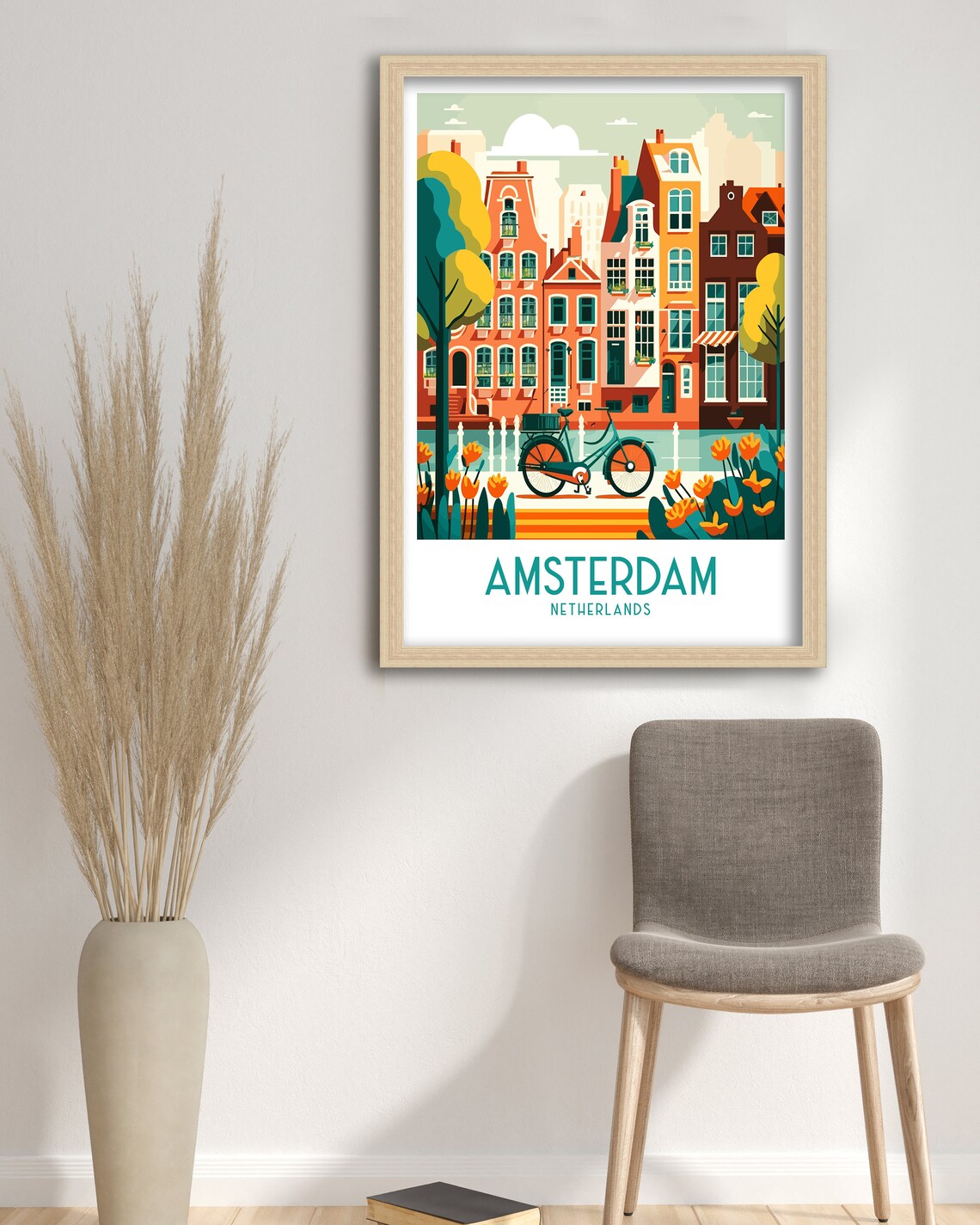 Amsterdam Travel Poster, Cityscape Art Print - Image 3