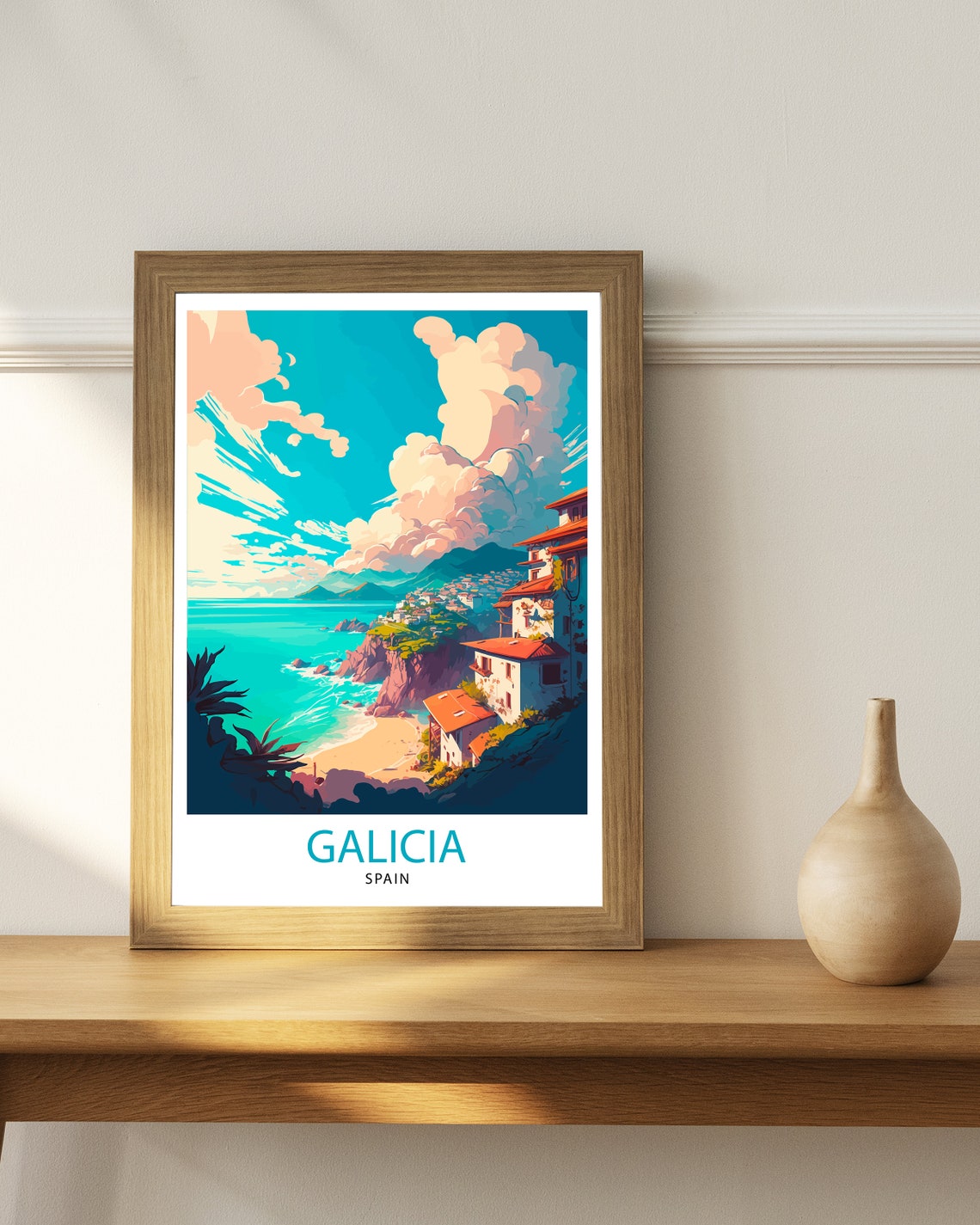 Galicia Spain Travel Print Galicia Wall Art Galicia Home Decor Galicia Spain Illustration Galicia Travel Poster Galicia Gift - Image 3