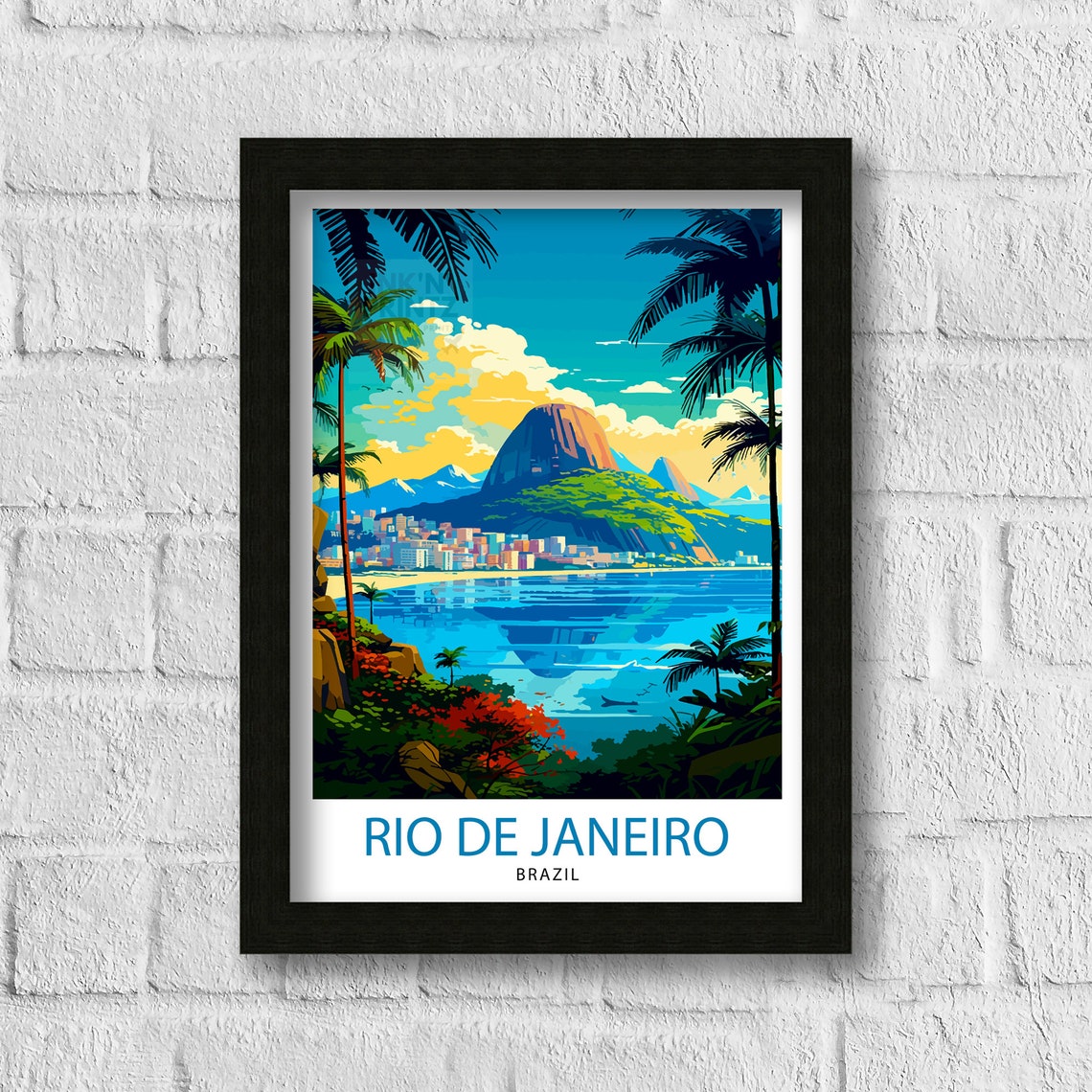 Rio de Janeiro Brazil Sugarloaf Mountain Beach Vintage Travel Poster - Image 3