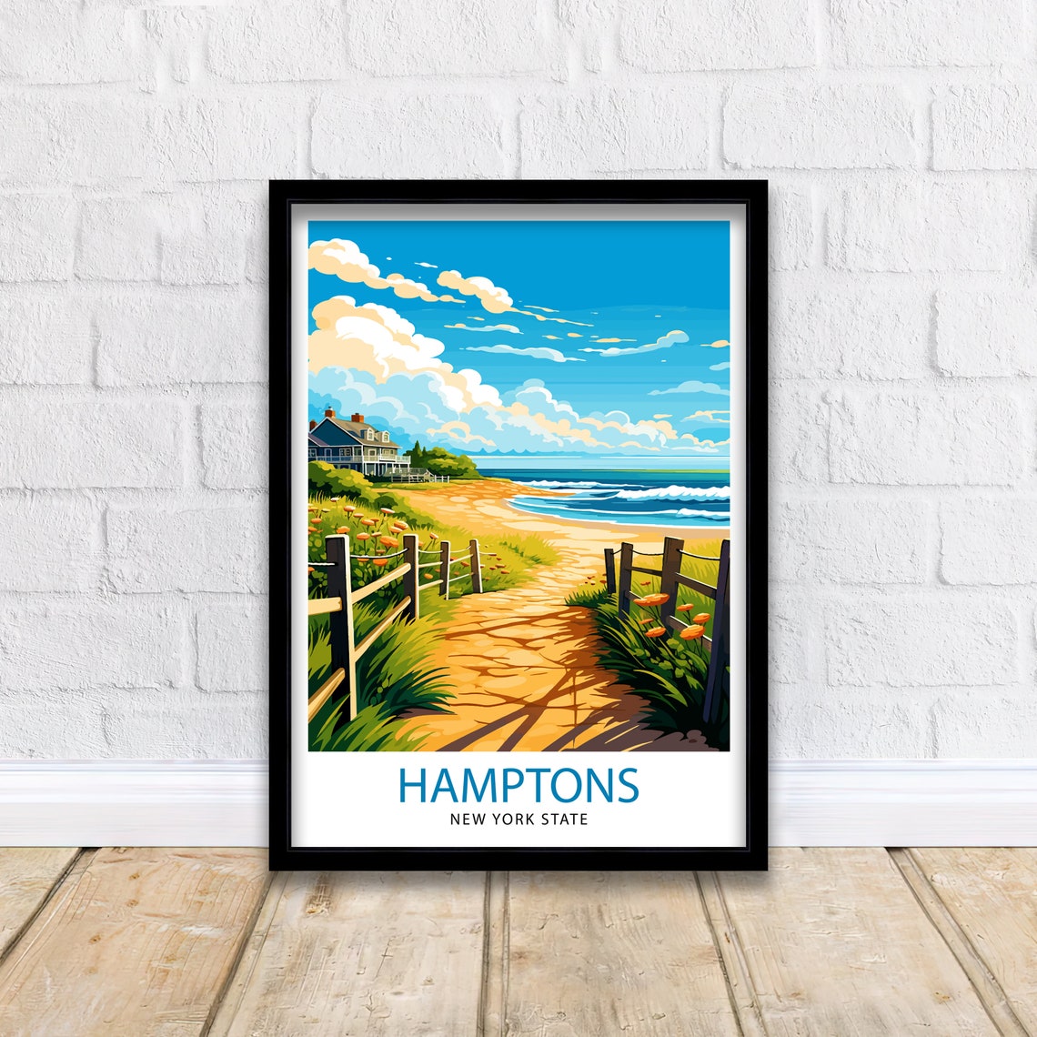 Hamptons New York Beach House Sand Dune Path Ocean Travel Poster - Image 2