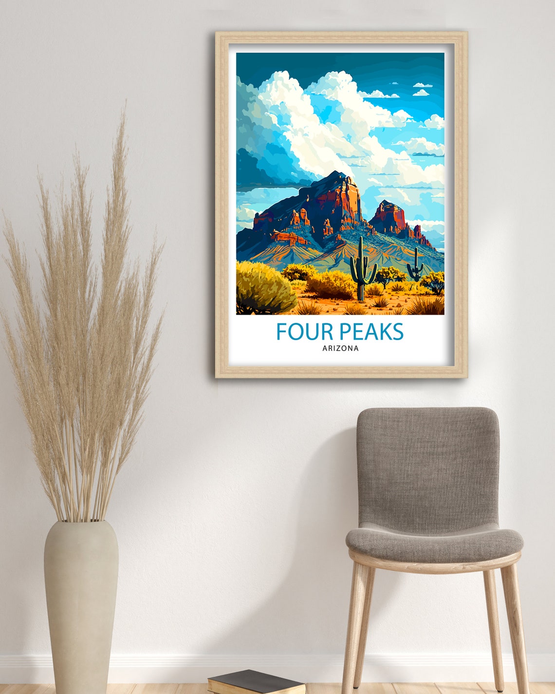Four Peaks Arizona Desert Saguaro Cactus Red Rock Mountains Poster - Image 3