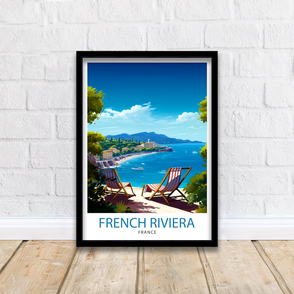 French Riviera Travel Poster, France Wall Decor
