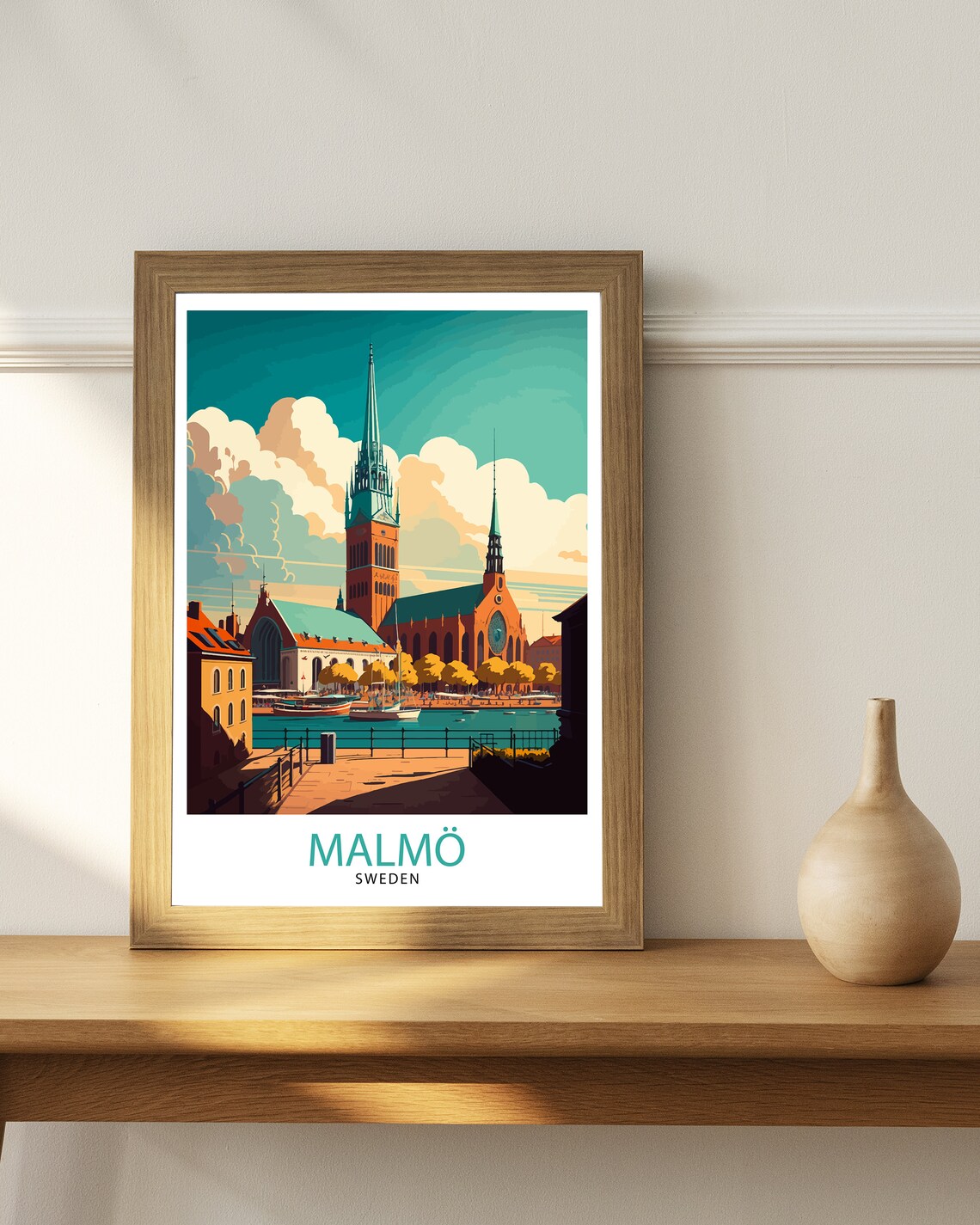 Malm Sweden Travel Poster, Home Decor Print - Image 2