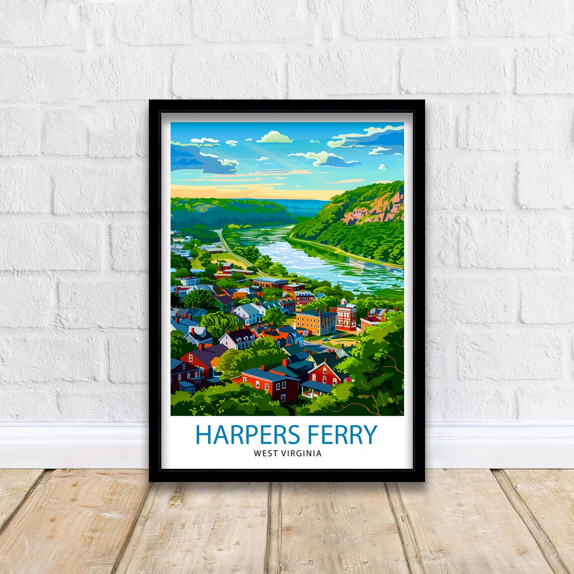 Harpers Ferry West Virginia Historic River Town Scenic Travel Poster