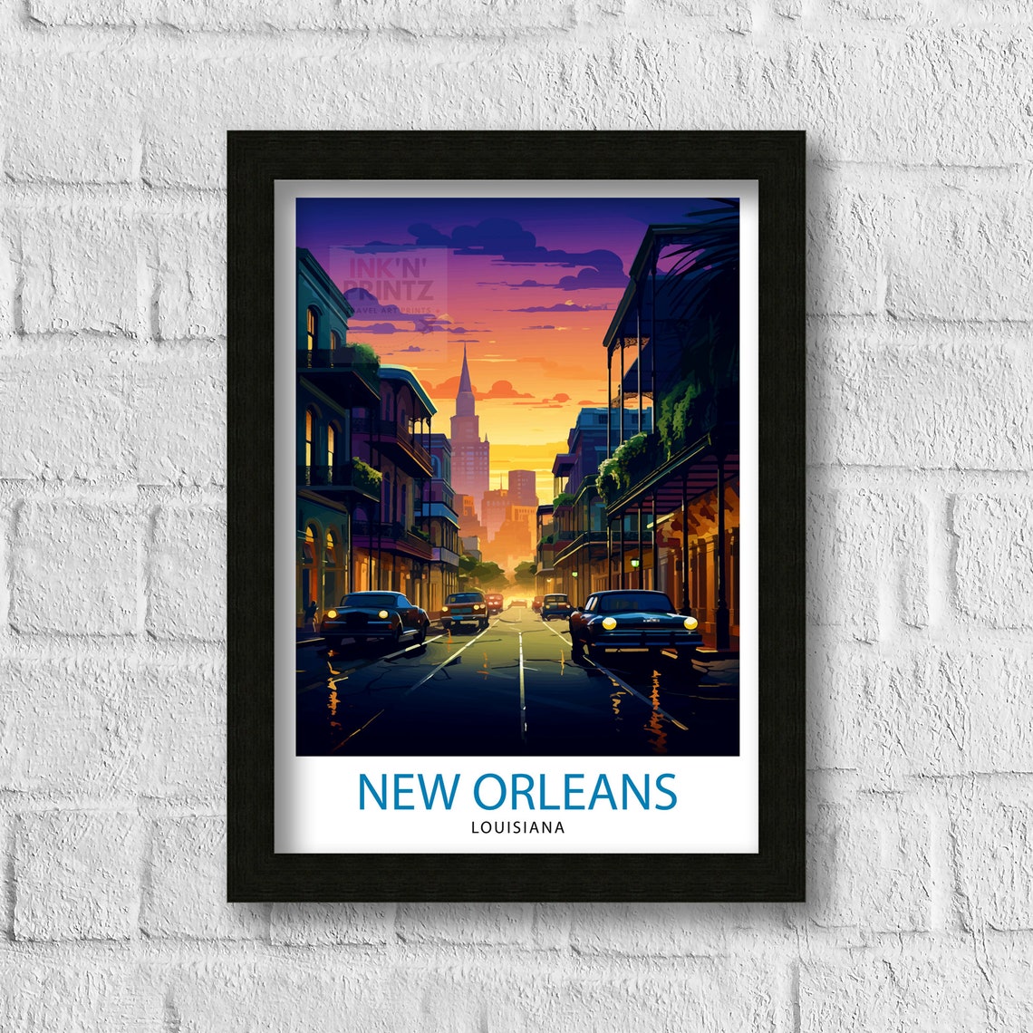 New Orleans Travel Print New Orleans Wall Decor New Orleans Home Living Decor New Orleans Illustration Travel Poster Gift For New Orleans - Image 3
