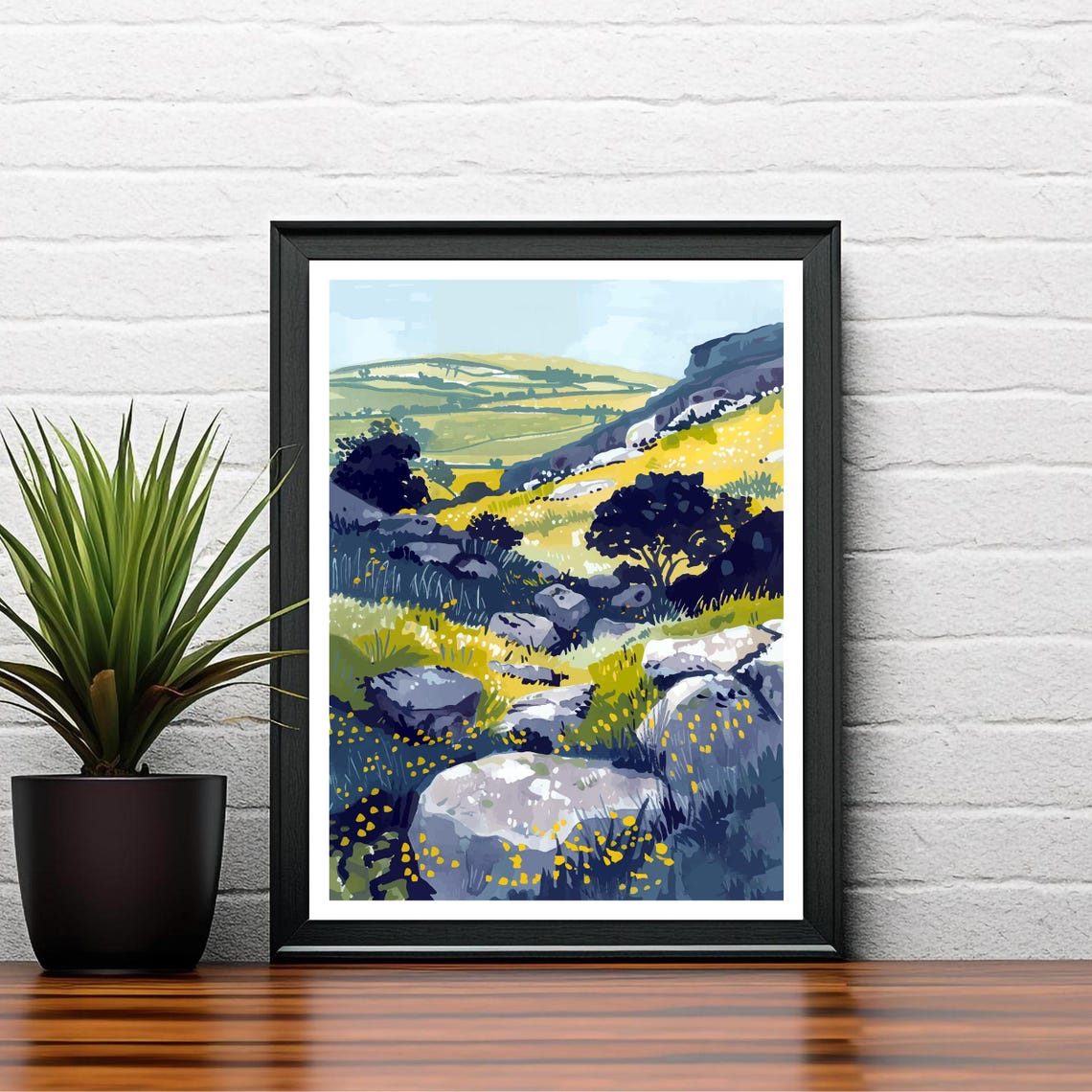 Dartmoor National Park Devon England Wildflower Rocky Moor Art Poster - Image 2