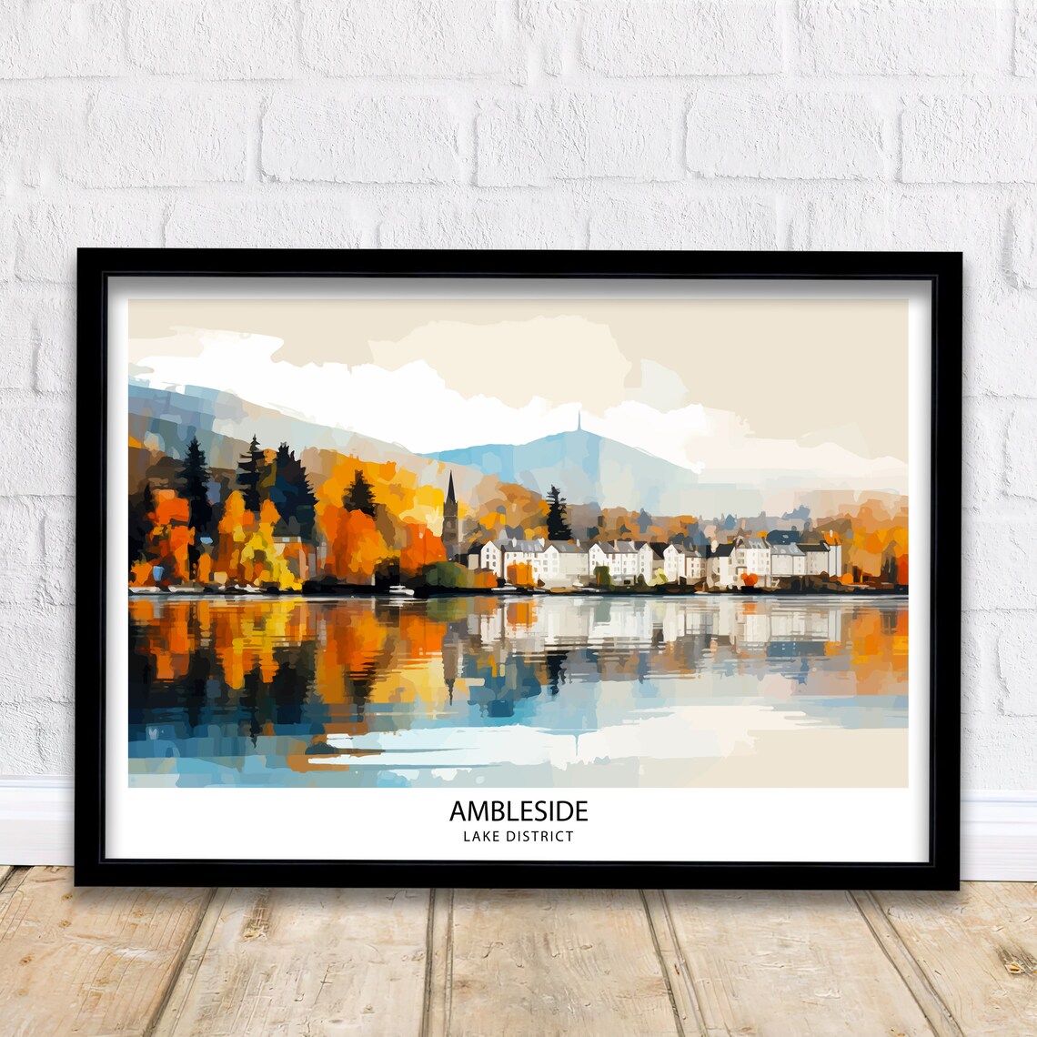 Ambleside Lake District Illustration Travel Poster