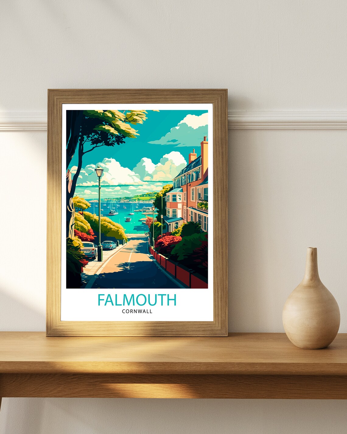 Falmouth Cornwall Travel Poster, Home Decor Print - Image 3