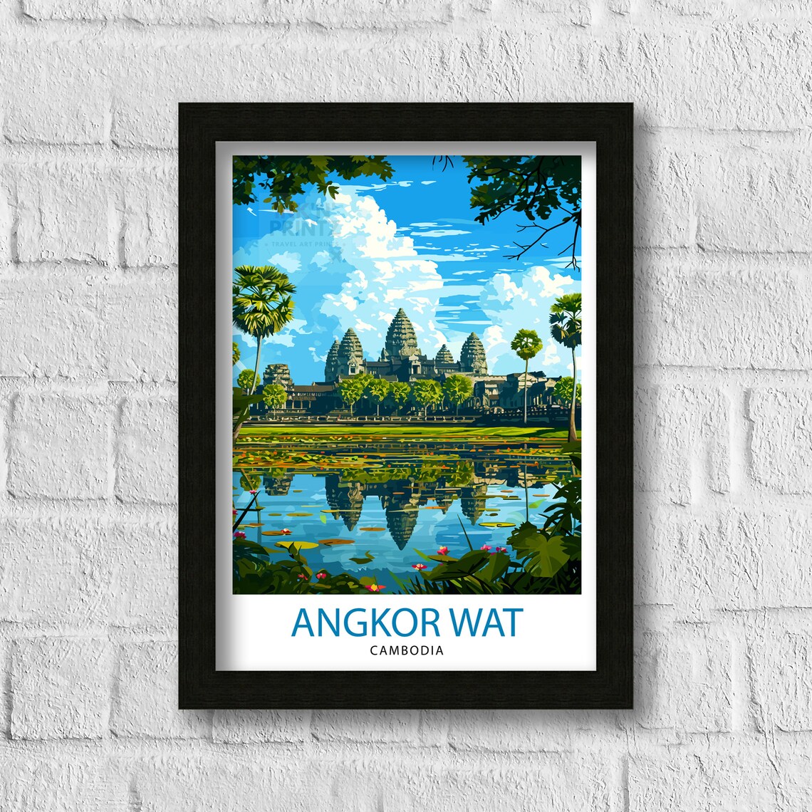 Angkor Wat Cambodia Travel Poster, Khmer Architecture - Image 3