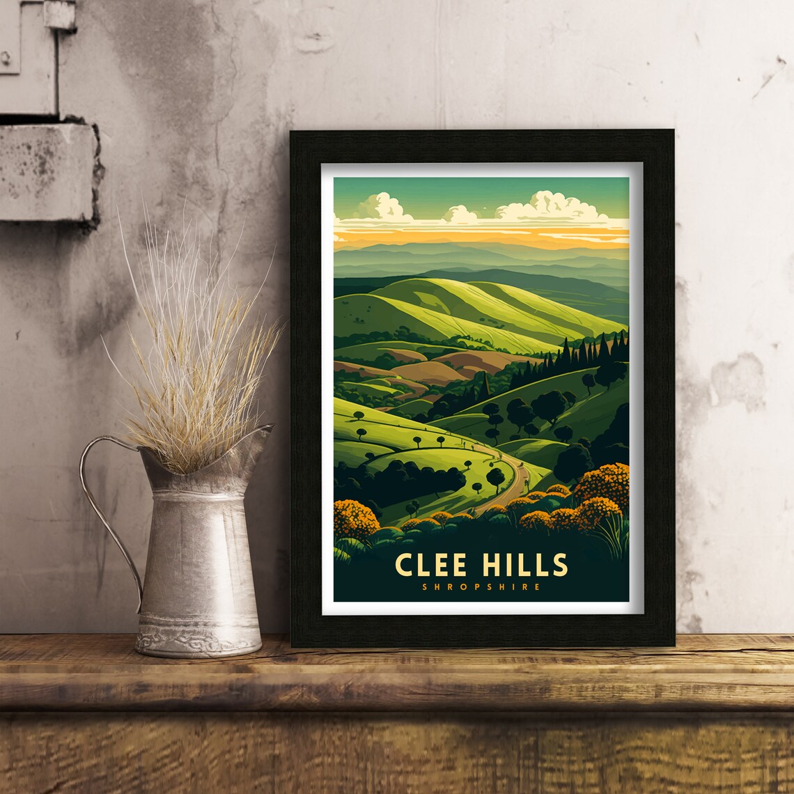 Clee Hills Travel Poster, Shropshire UK Landscape - Image 3