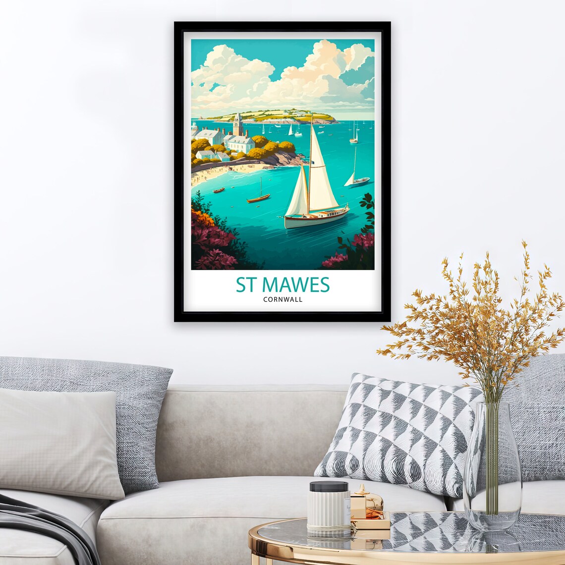 St Mawes Cornwall Travel Poster, Cornwall Illustration - Image 2