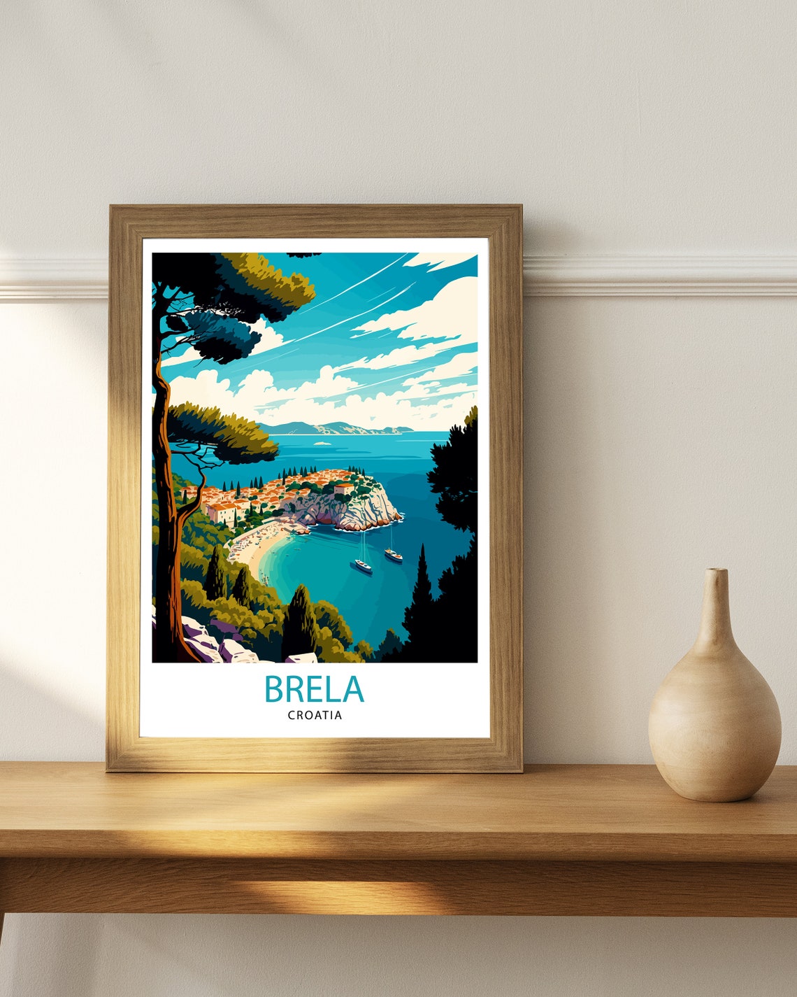 Brela Croatia Turquoise Bay Rocky Peninsula Beach Travel Poster - Image 3