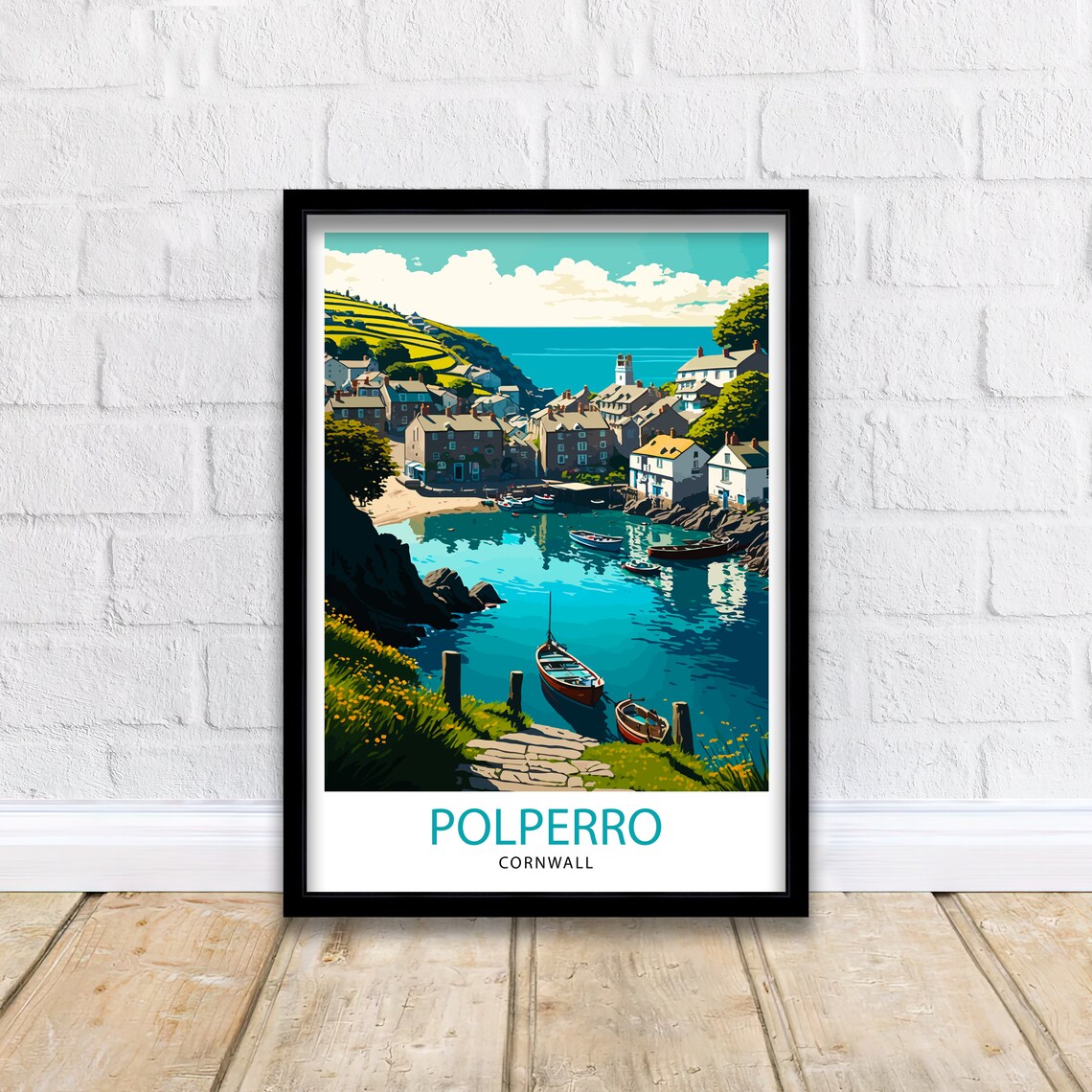 Polperro Cornwall Travel Poster, Cornwall Illustration - Image 2