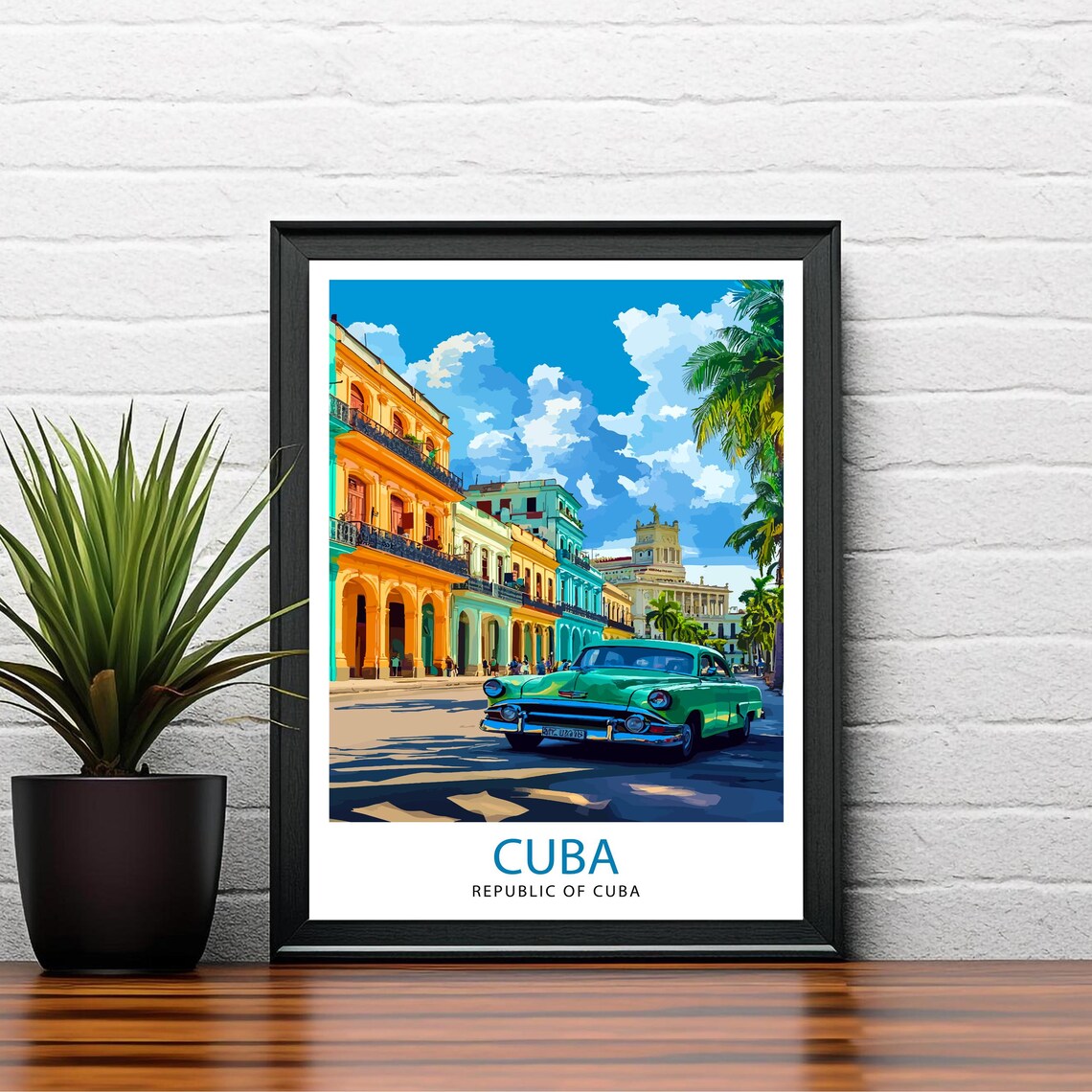 Cuba Havana Street Classic Car Colorful Old Town Travel Poster - Image 2