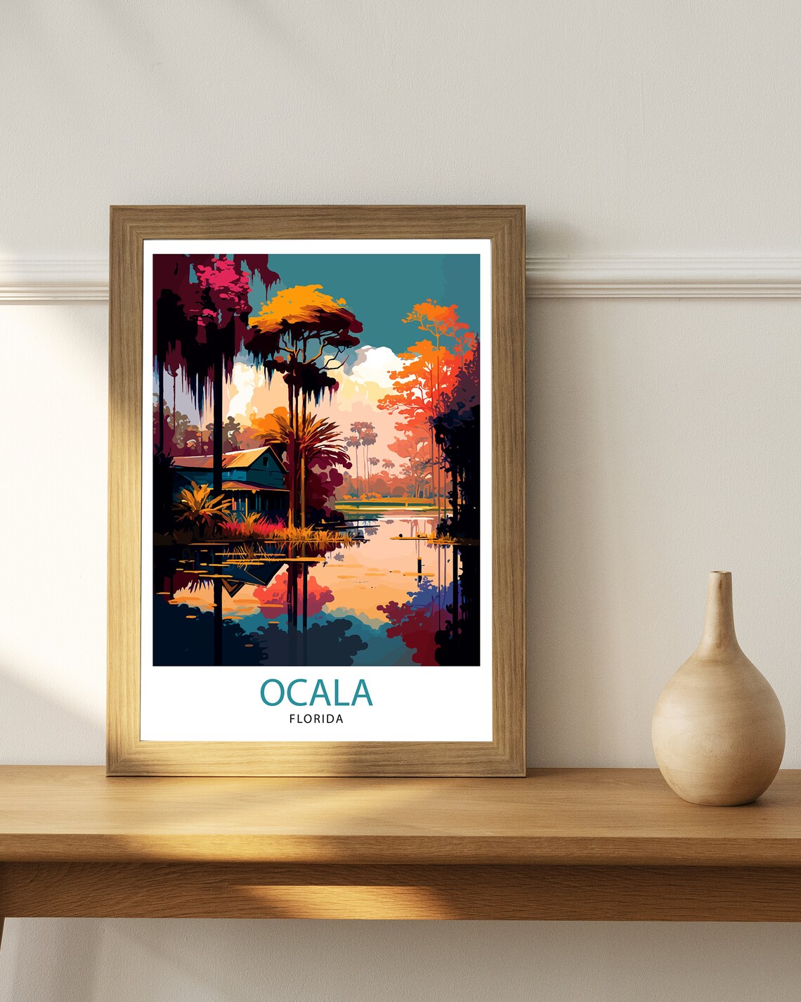 Ocala Florida Cypress Swamp Sunset Vintage Travel Poster Art - Image 3