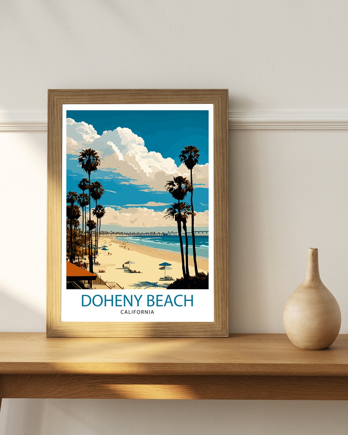 Doheny Beach California Travel Poster, Travel Print - Image 2