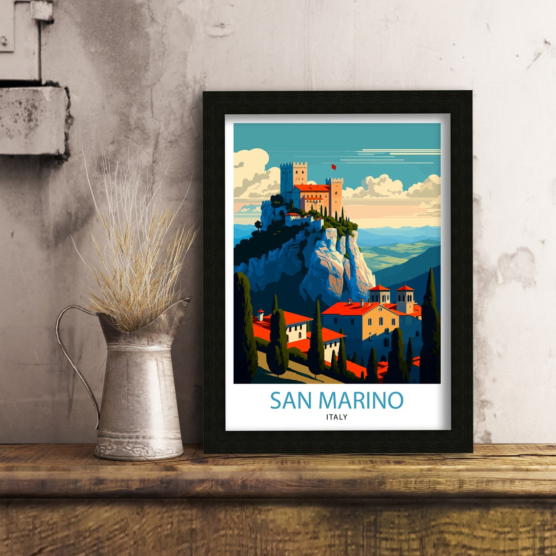 San Marino Italy Travel Print San Marino Wall Decor San Marino Home Living Decor San Marino Italy Illustration Travel Poster Gift - Image 3