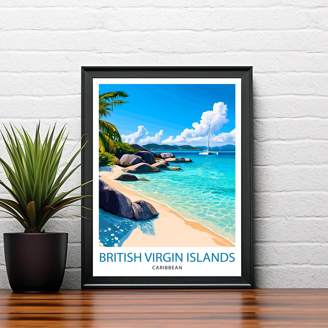 British Virgin Islands Travel Poster, Tropical Landscape - Image 2