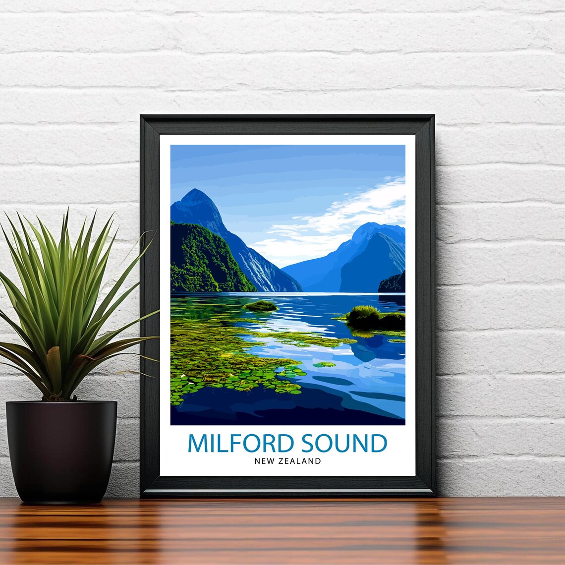 Milford Sound New Zealand Travel Poster, Home Decor - Image 2