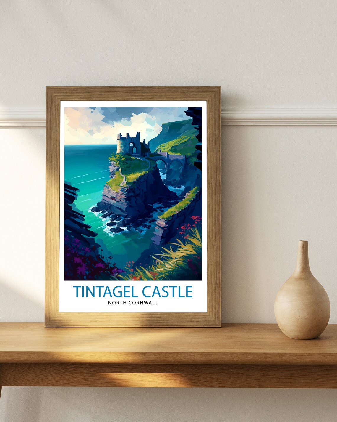 Tintagel Castle Travel Poster, Cornwall Landmark - Image 2