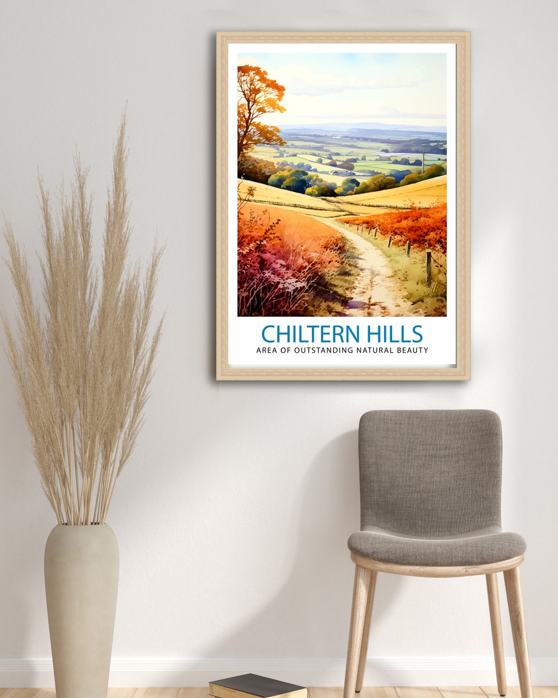 Chiltern Hills Autumn Path Rolling Countryside Golden Light Art Poster - Image 2
