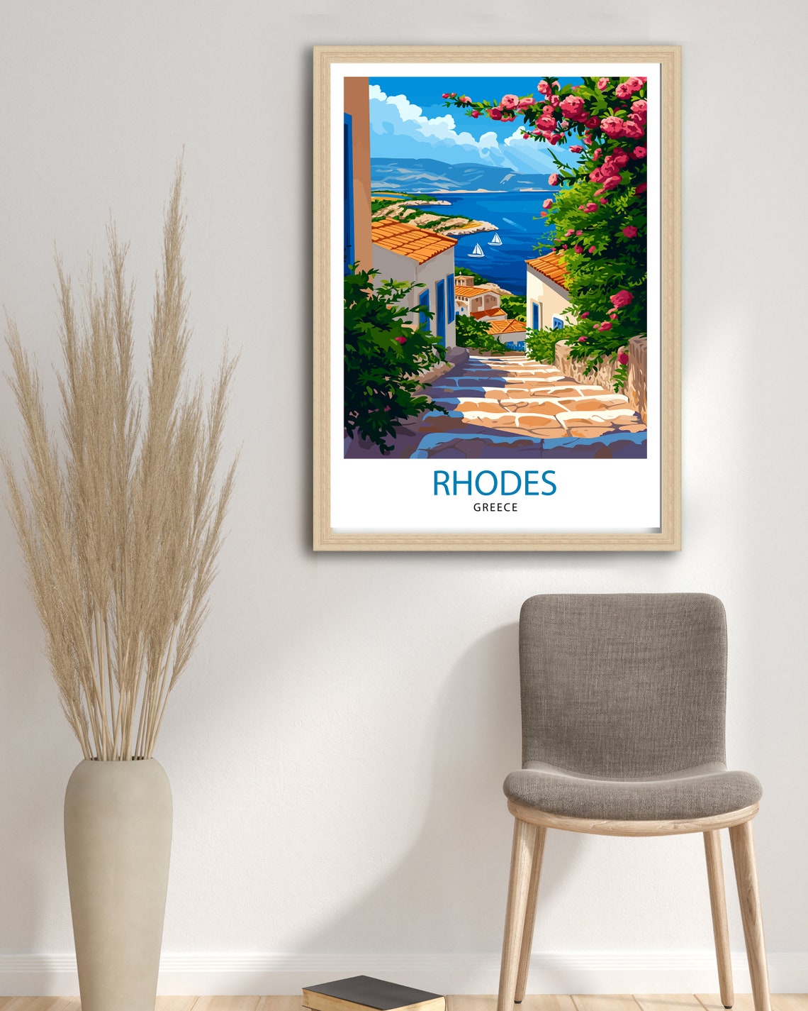 Rhodes Greece Travel Print Rhodes Island Wall Decor Rhodes Greece Poster Greek Island Travel Prints Rhodes Art Print Rhodes Illustration - Image 2
