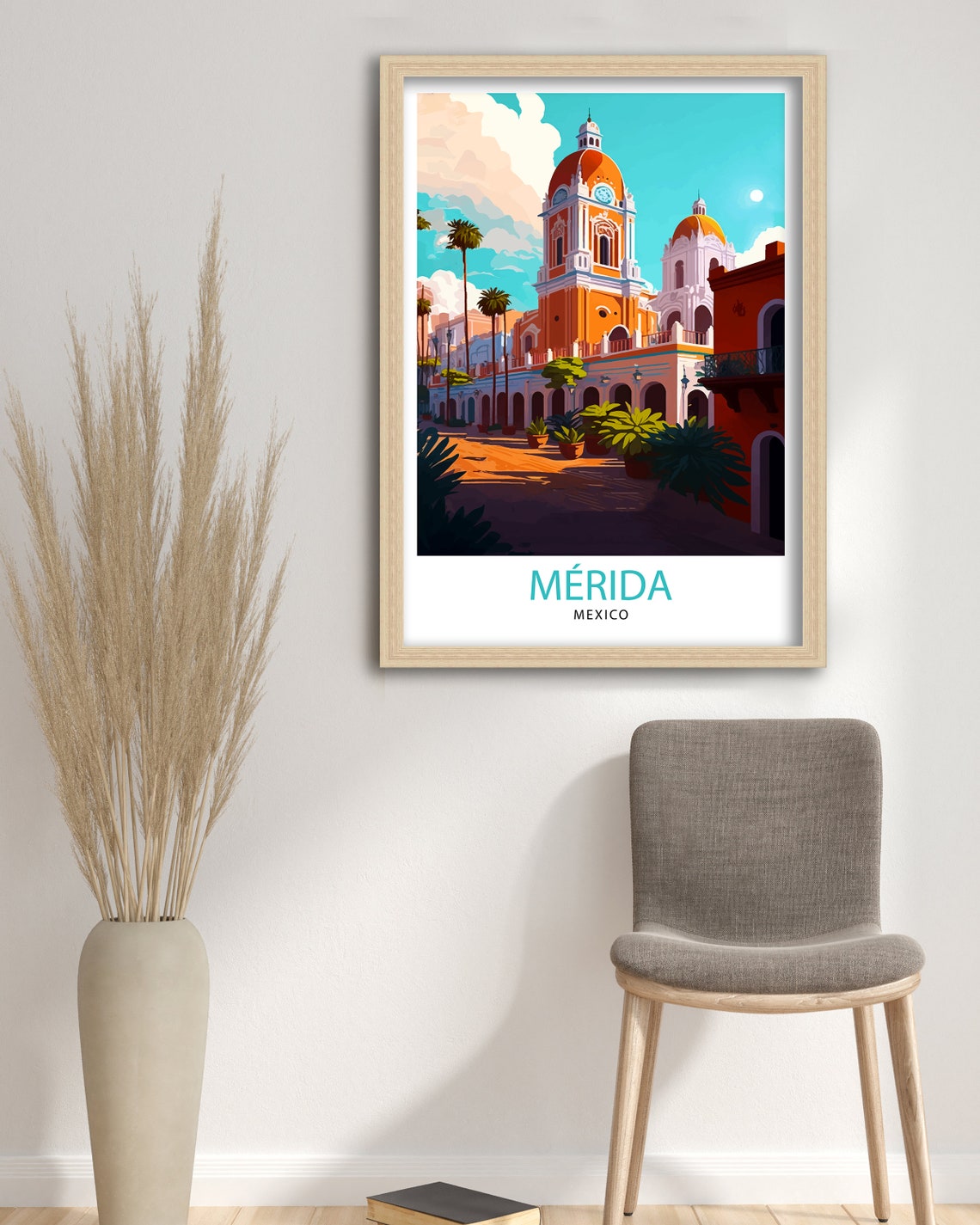 Merida Mexico Orange Cathedral Domes Colonial Square Travel Poster - Image 3
