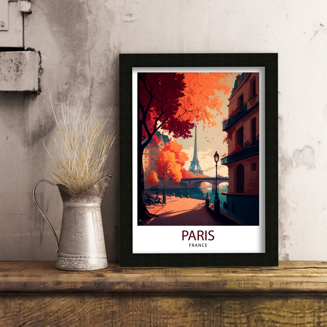 Paris France Travel Poster, Eiffel Tower Art Print - Image 3