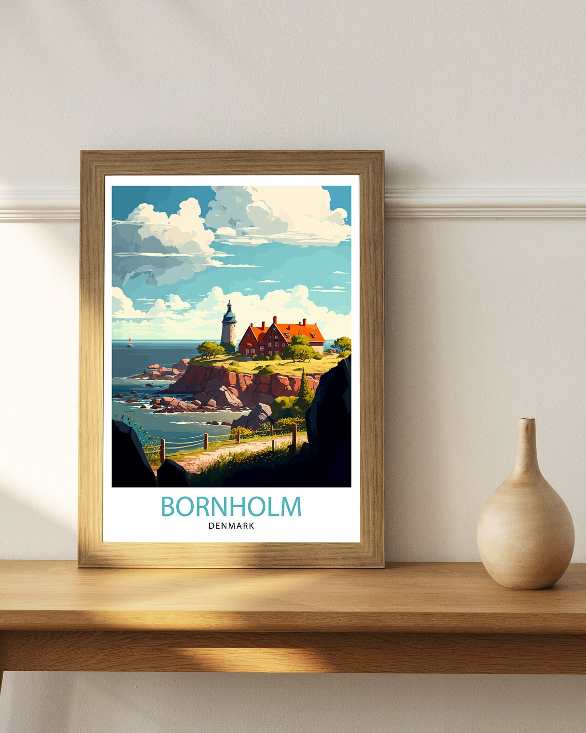 Bornholm Denmark Lighthouse Rocky Coast Island Travel Poster - Image 2