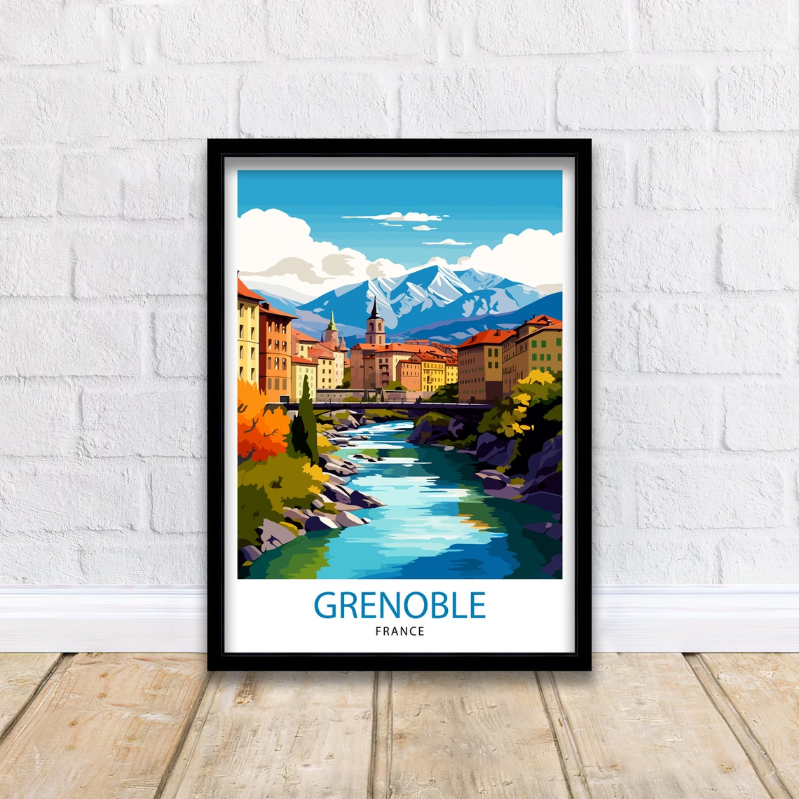 Grenoble France Travel Print France Wall Decor Grenoble Poster French Alps Travel Prints France Art Print Grenoble Illustration French - Image 2