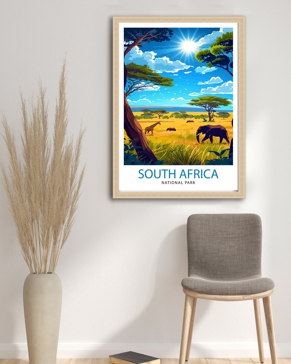 South Africa National Park Wildlife Safari Scene Travel Poster - Image 2
