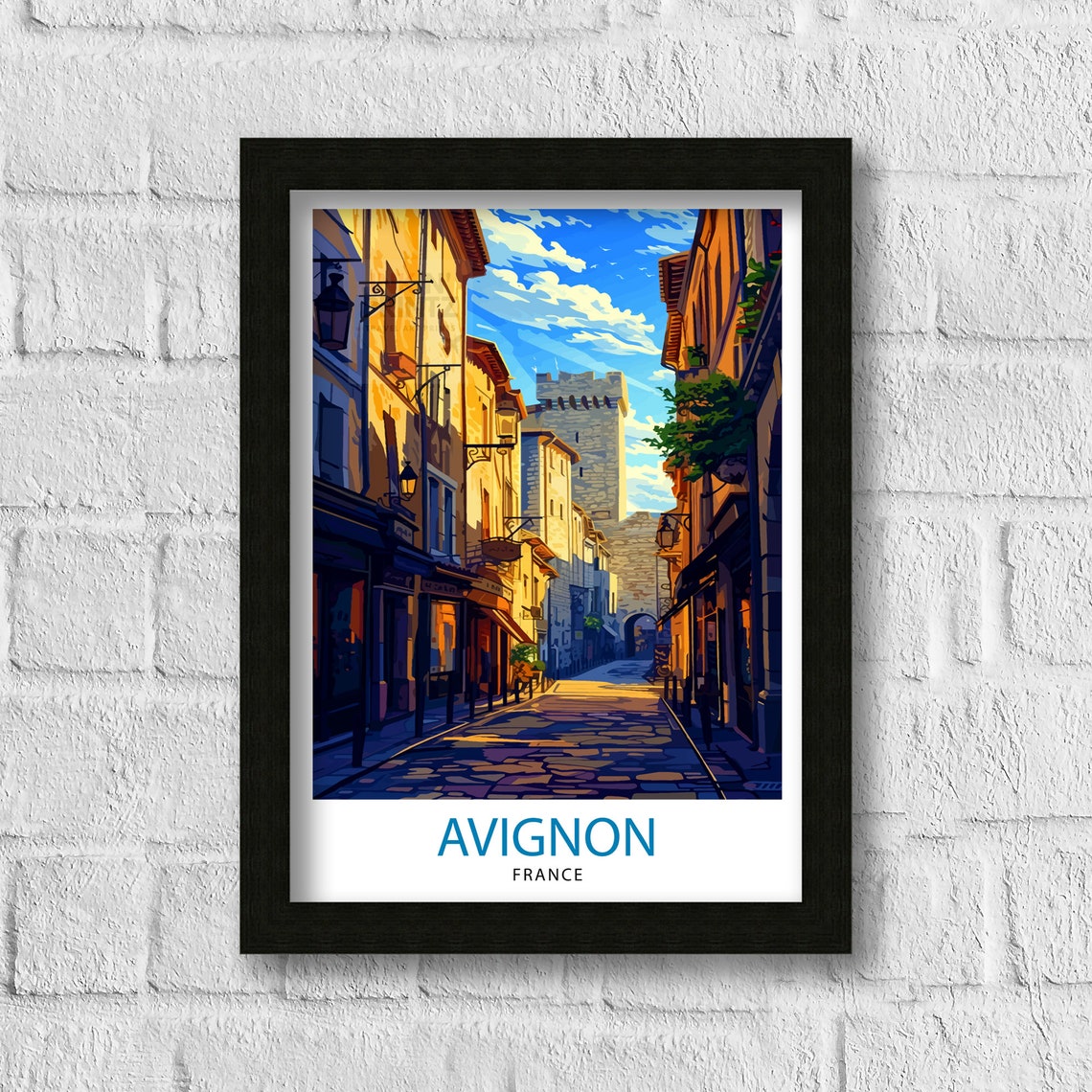 Avignon France Travel Poster Historic Provence Street Palace Art - Image 3