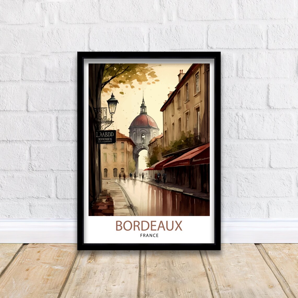 Bordeaux Historic Street Dome Church Sepia Toned France Poster - Image 2