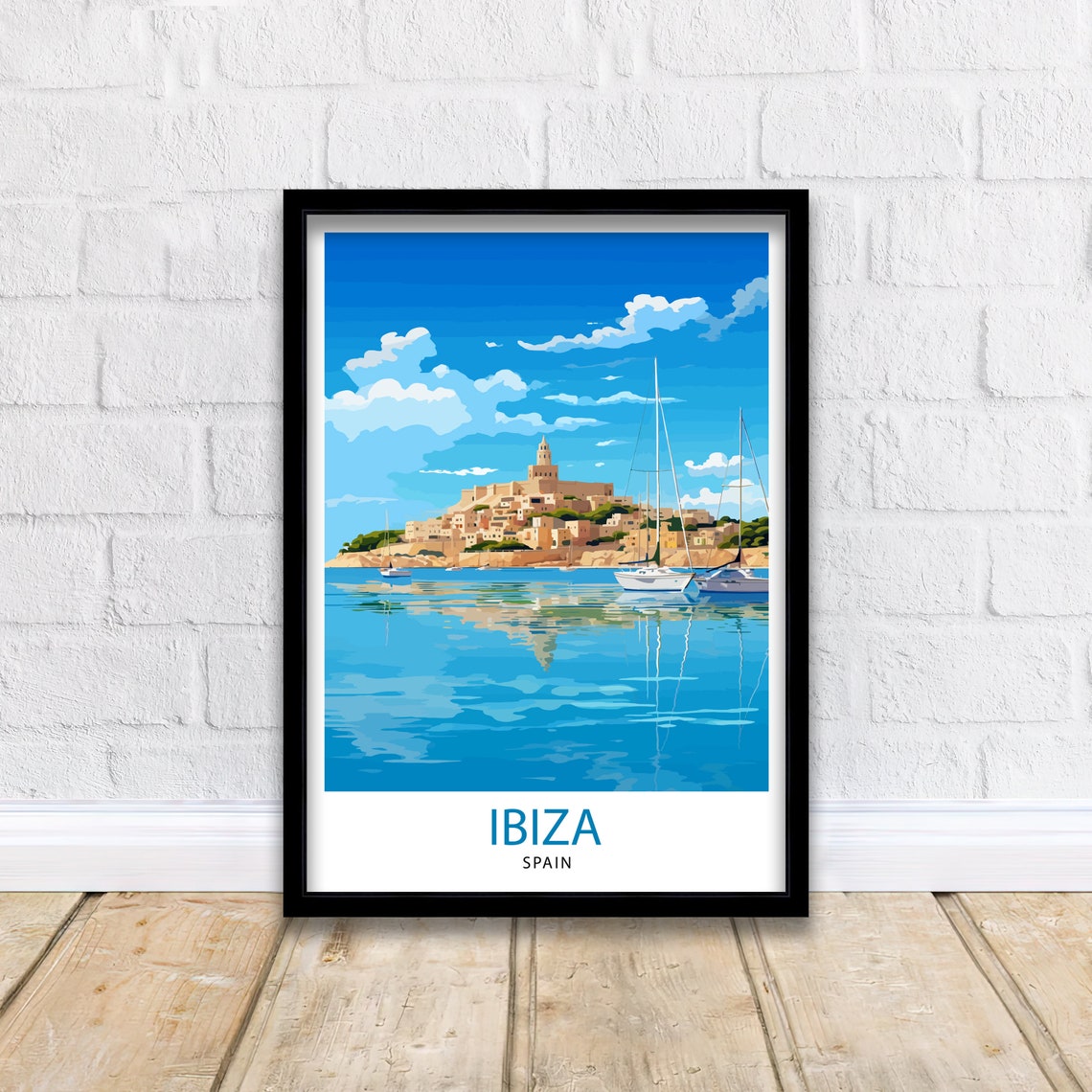 Ibiza Travel Print Ibiza Wall Art Ibiza Home Decor Ibiza Illustration Travel Poster Gift For Ibiza Lovers Spain Travel Print - Image 2