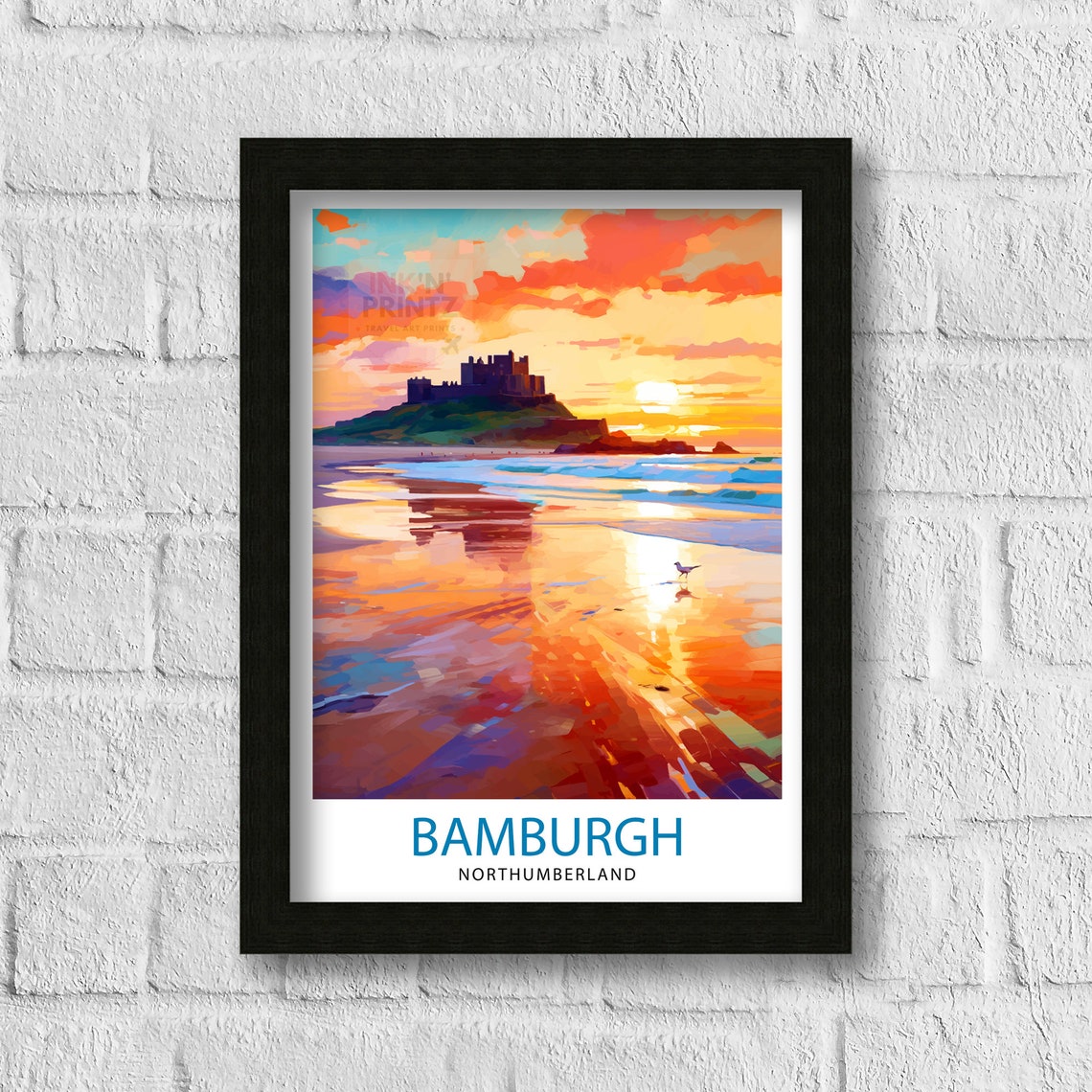 Bamburgh Travel Poster, UK Wall Decor - Image 3