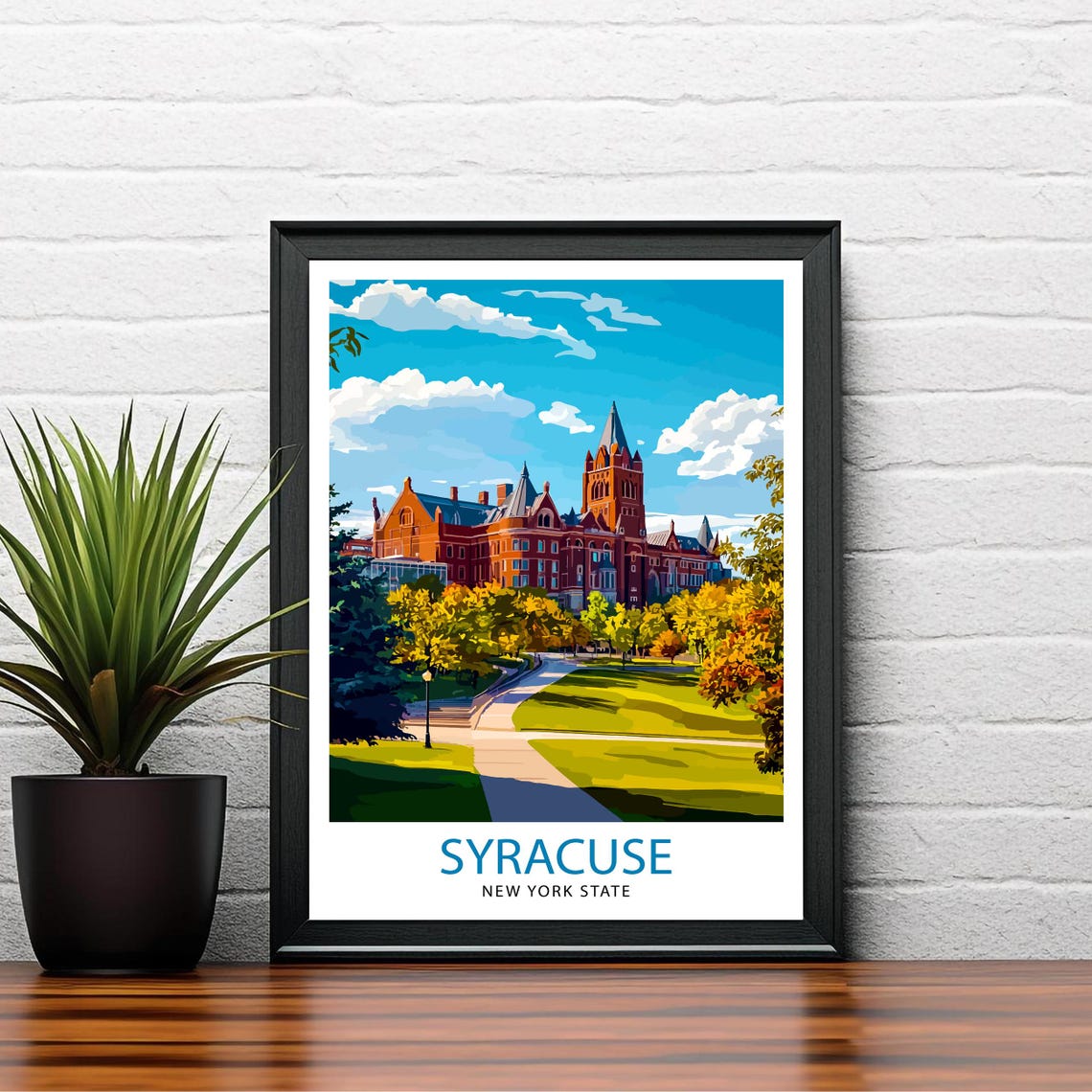 Syracuse New York State Red Brick University Hall Travel Poster - Image 2