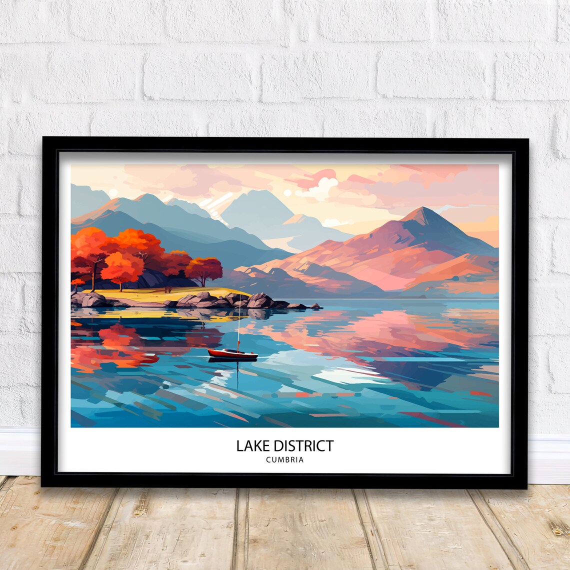 Lake District Cumbria Autumn Lake Scenic Mountains Travel Poster