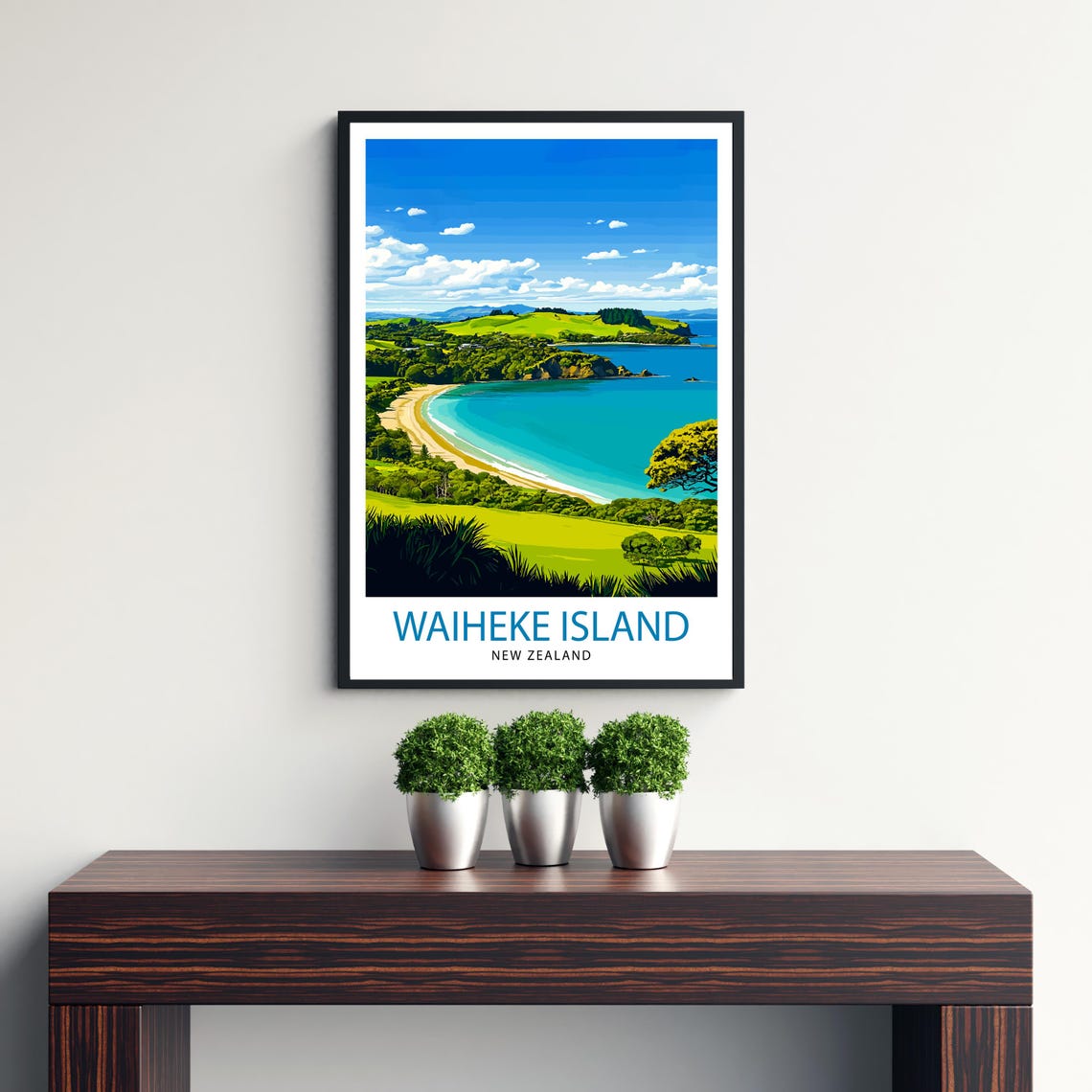 Waiheke Island New Zealand Turquoise Bay Beach Coastal Poster - Image 3