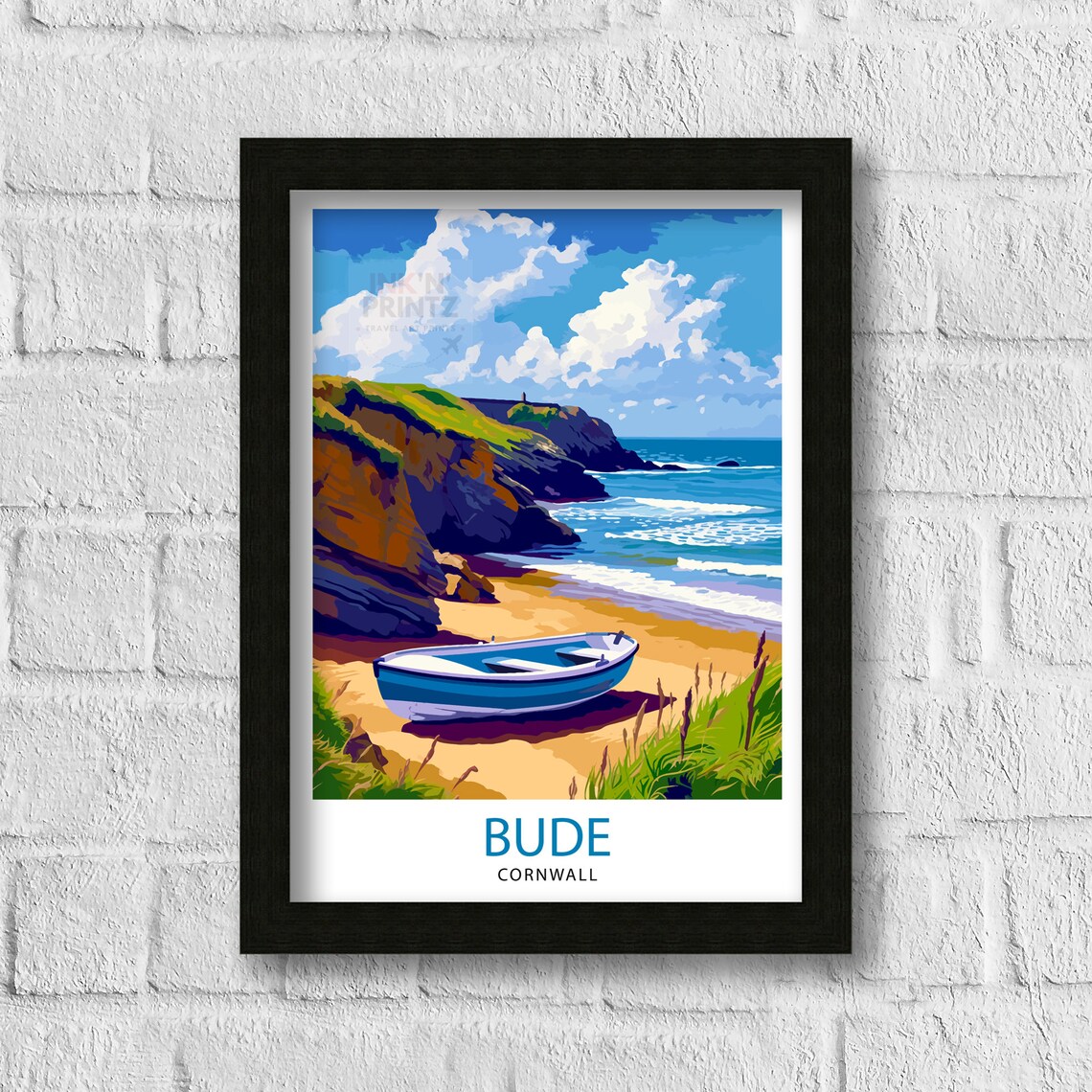 Bude Cornwall Travel Poster, Cornish Seaside - Image 3