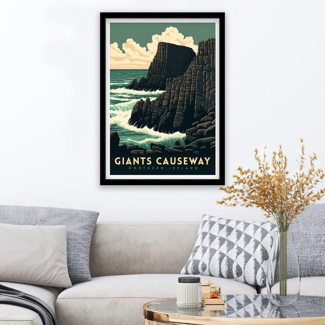Giants Causeway Northern Ireland Basalt Cliffs Retro Travel Poster - Image 2