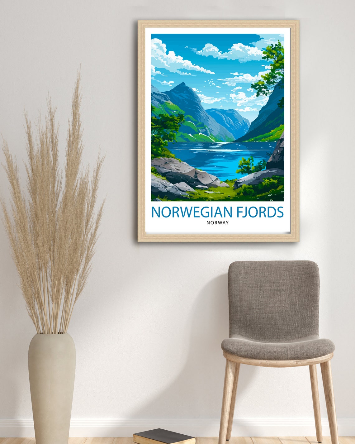 Norwegian Fjords Print Majestic Norway Landscape Art Scenic Fjord Poster Nordic Nature Wall Decor Norway Travel Illustration Beautiful - Image 2